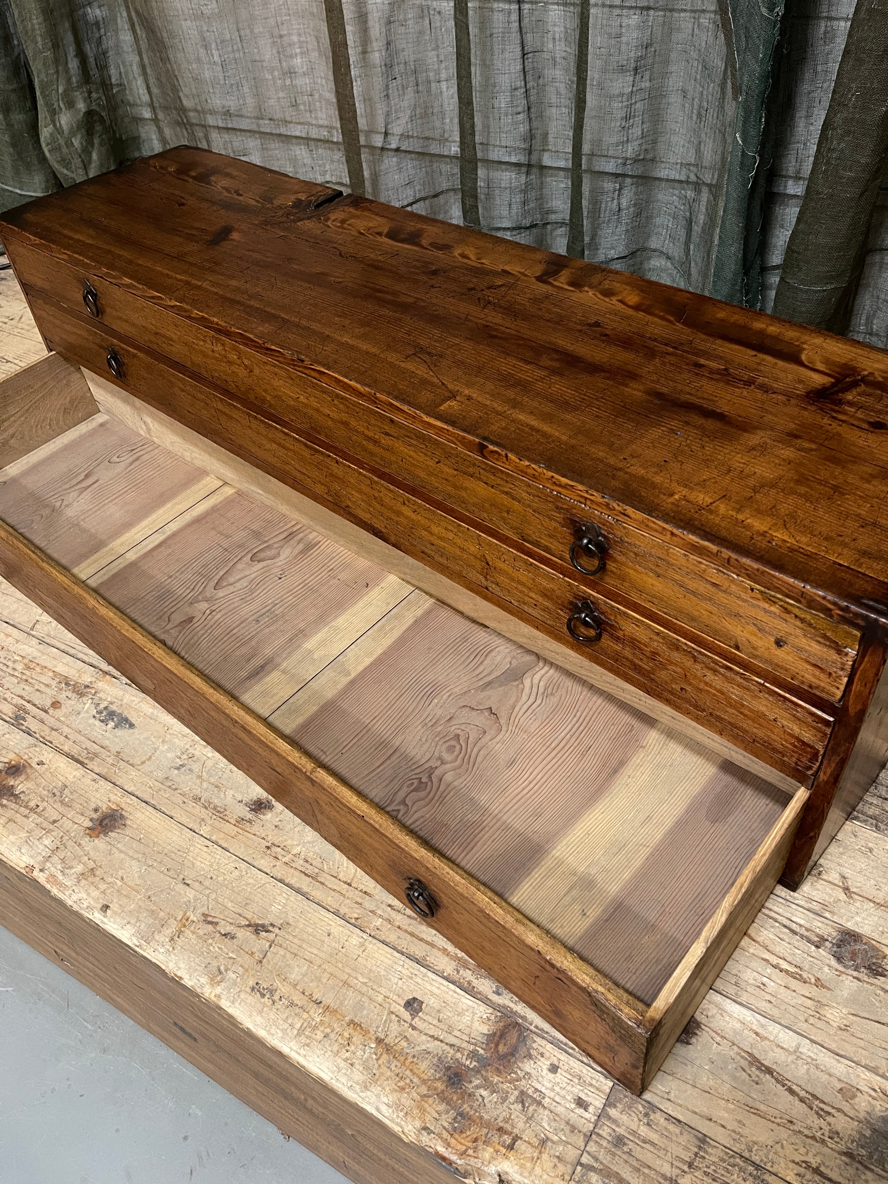 Japanese Low 3 Drawer Chest- Cypress & Paulownia | Meiji