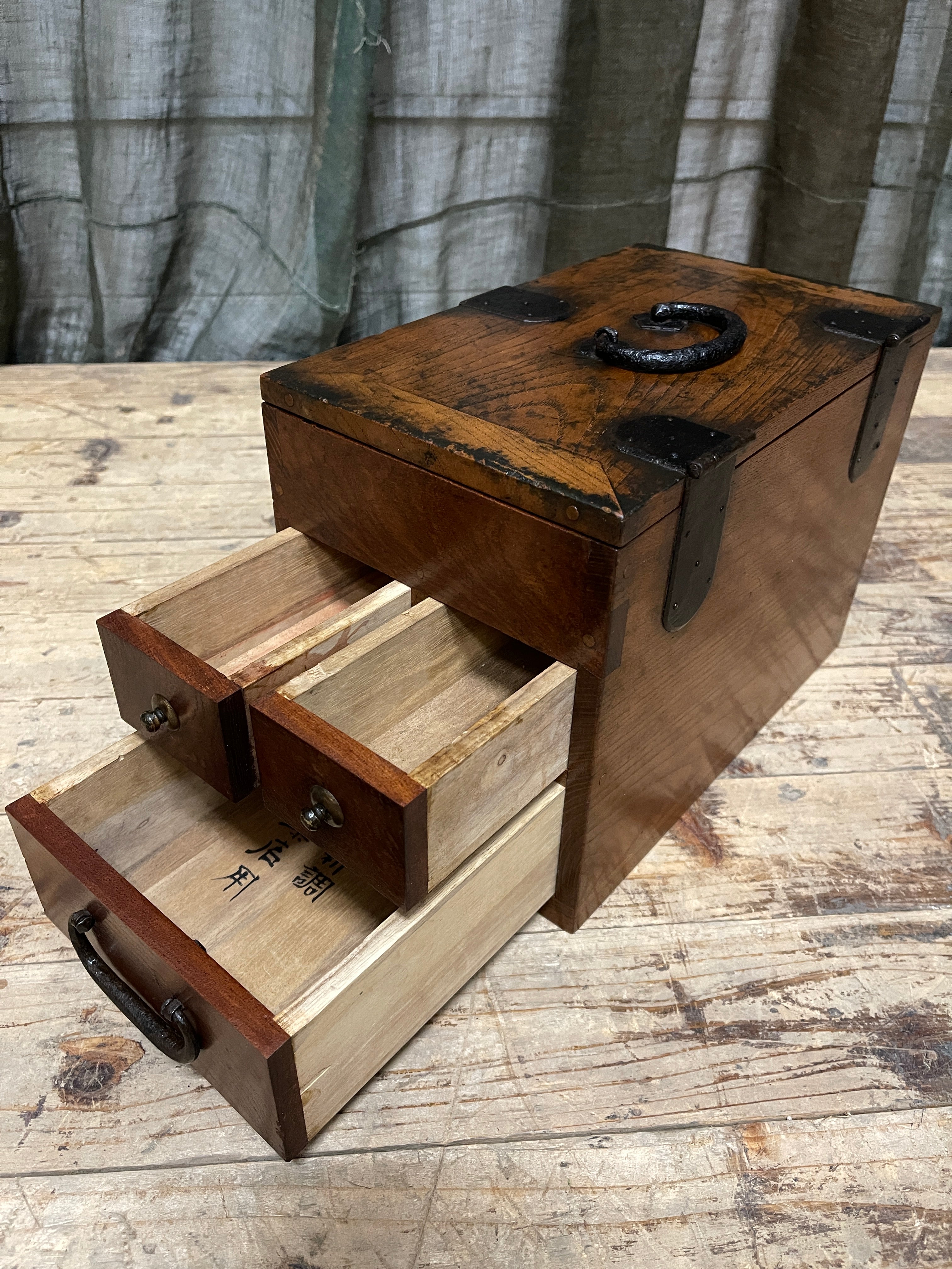 Suzuri Bako, Japanese Calligraphy Box - Elm | Meiji
