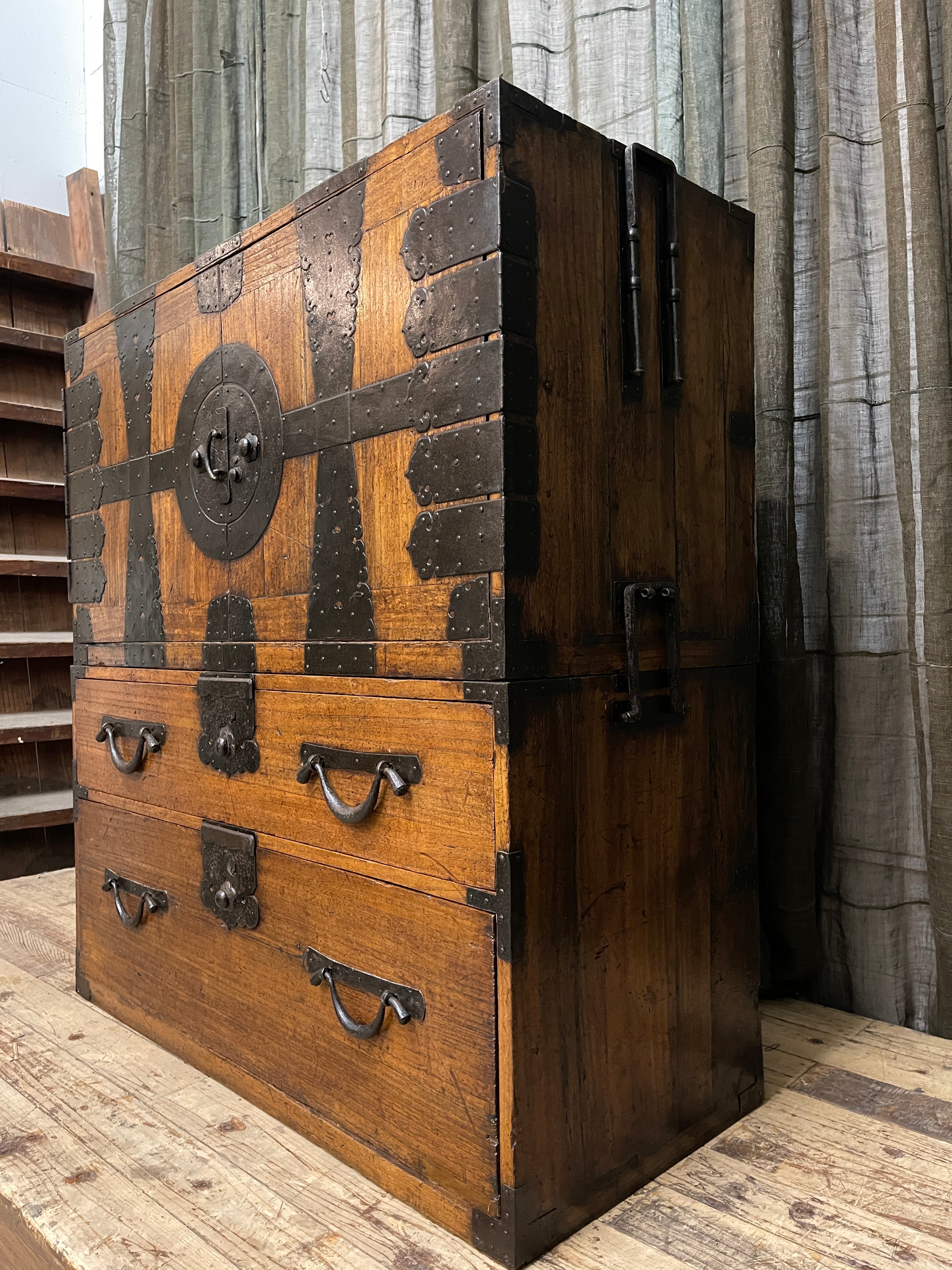 Kannon-Biraki Japanese Storage Cabinet - Paulownia & Iron Hardware | Meiji