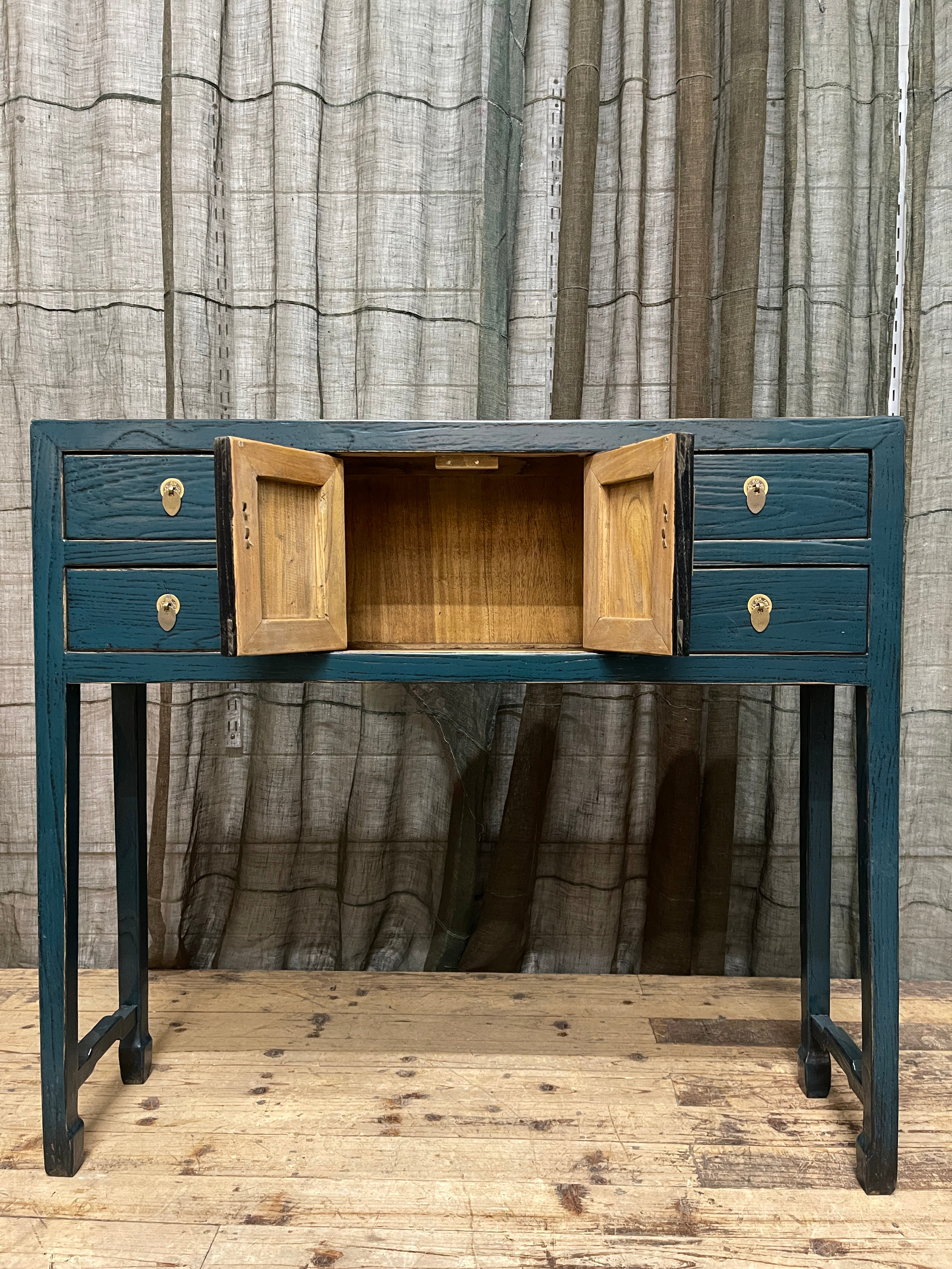 Provincial Style Blue Chinese Lacquered Hall Table