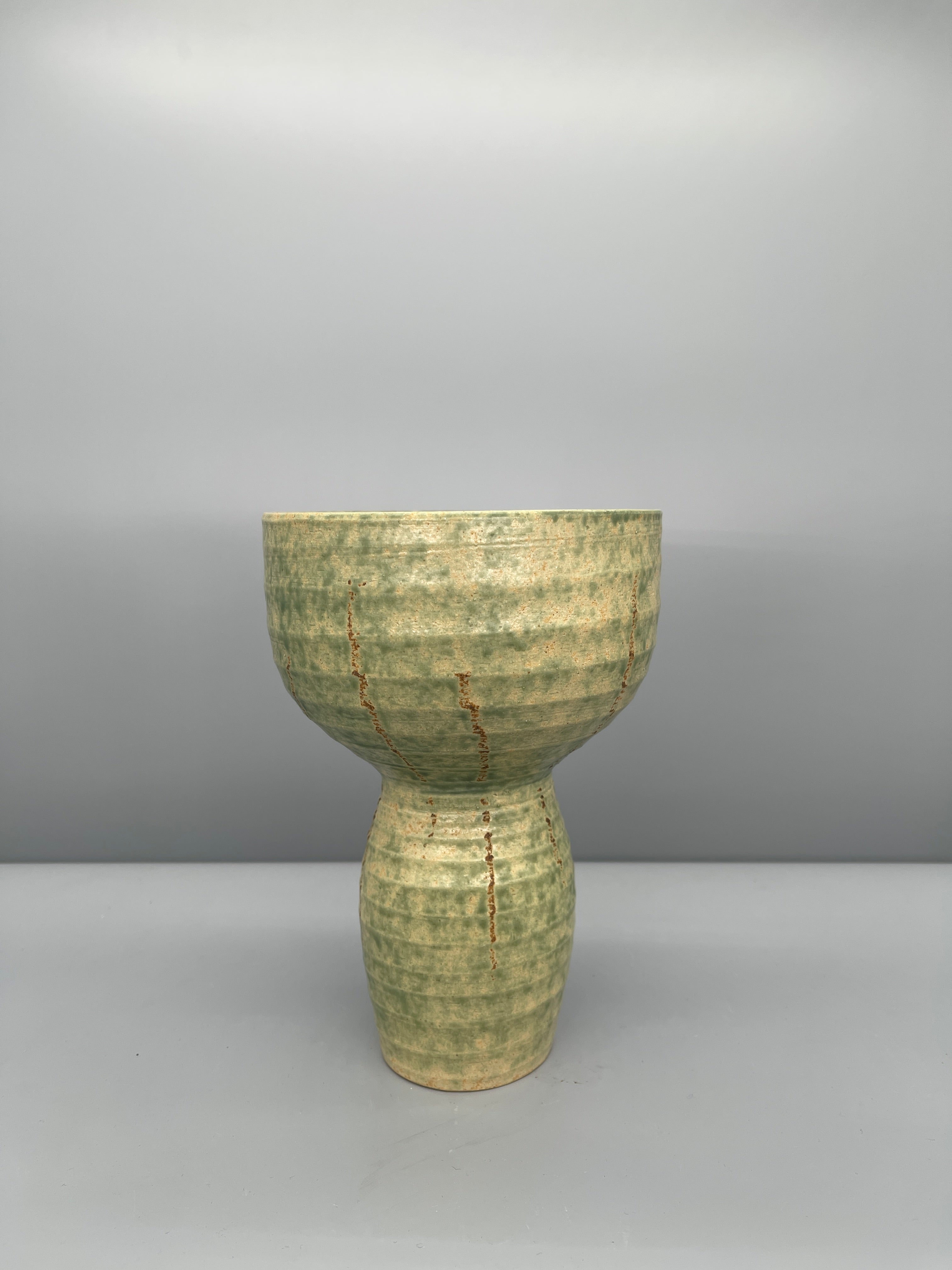 Vintage Japanese Ikebana Vase - Green Glaze, Midcentury Shape