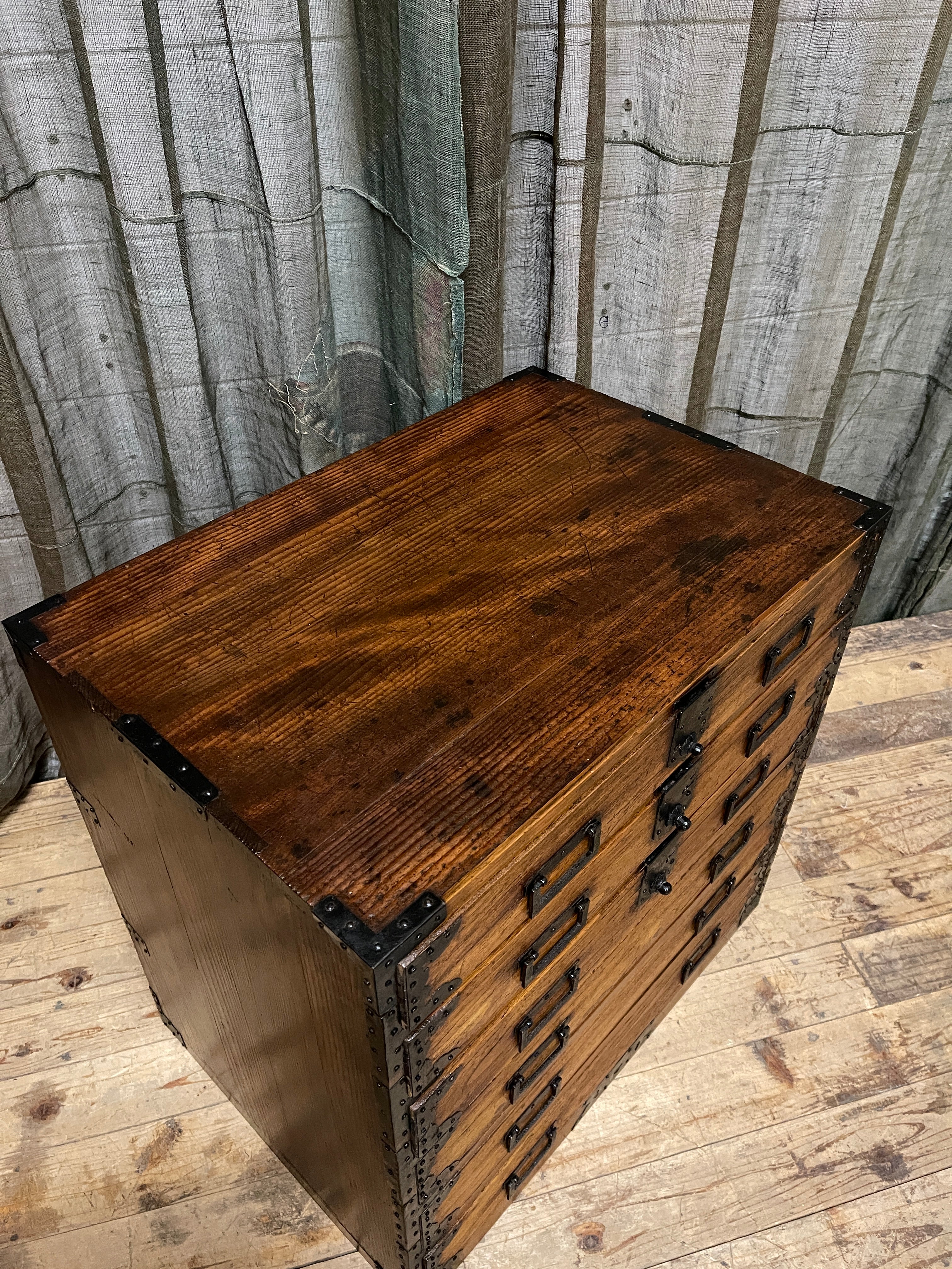Antique Japanese Document Chest, 6 Drawers - Cypress & Paulownia | Meiji, c.1890