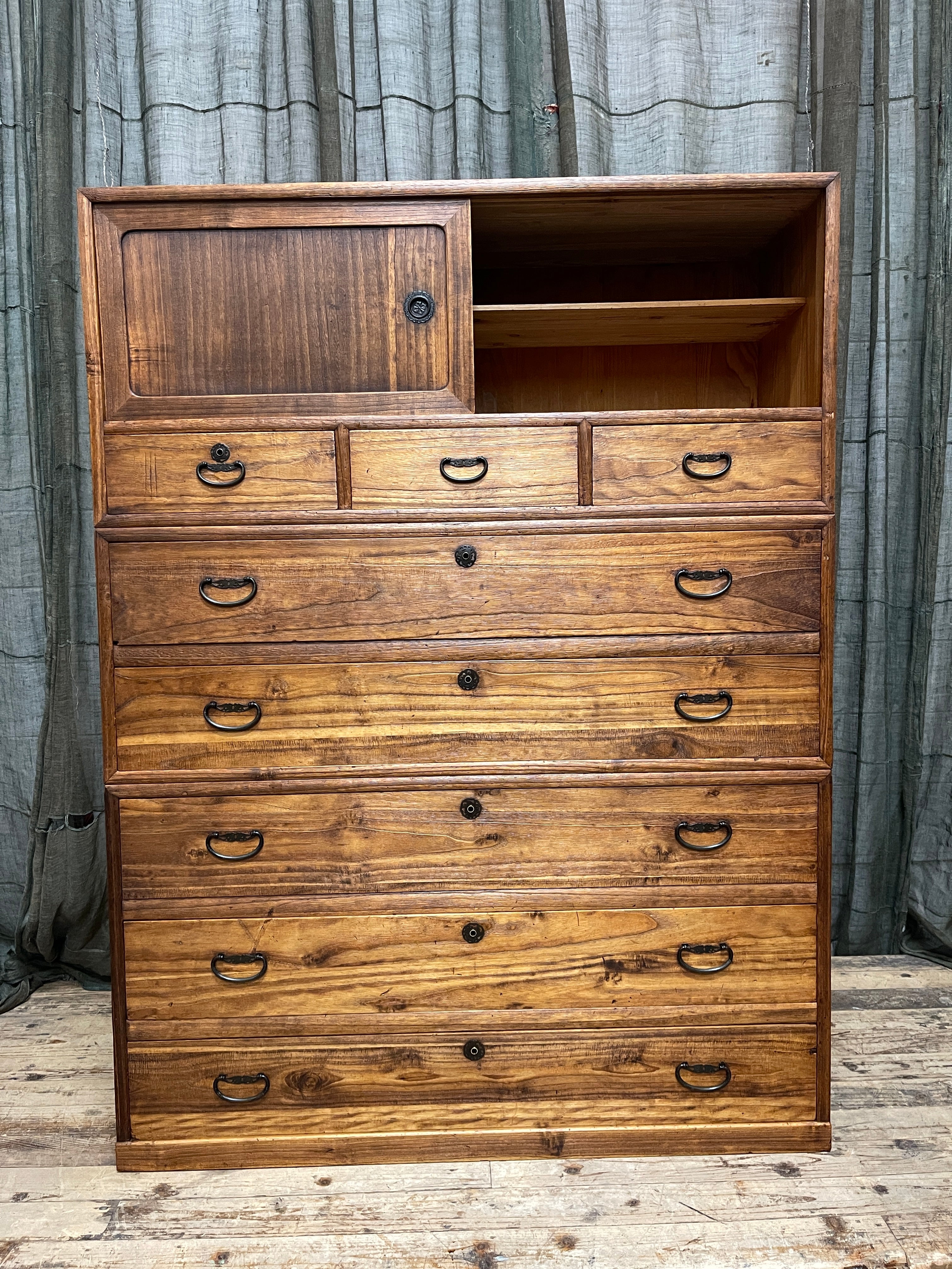 Japanese Three-Piece Kimono Chest of Drawers - Paulownia | Midcentury