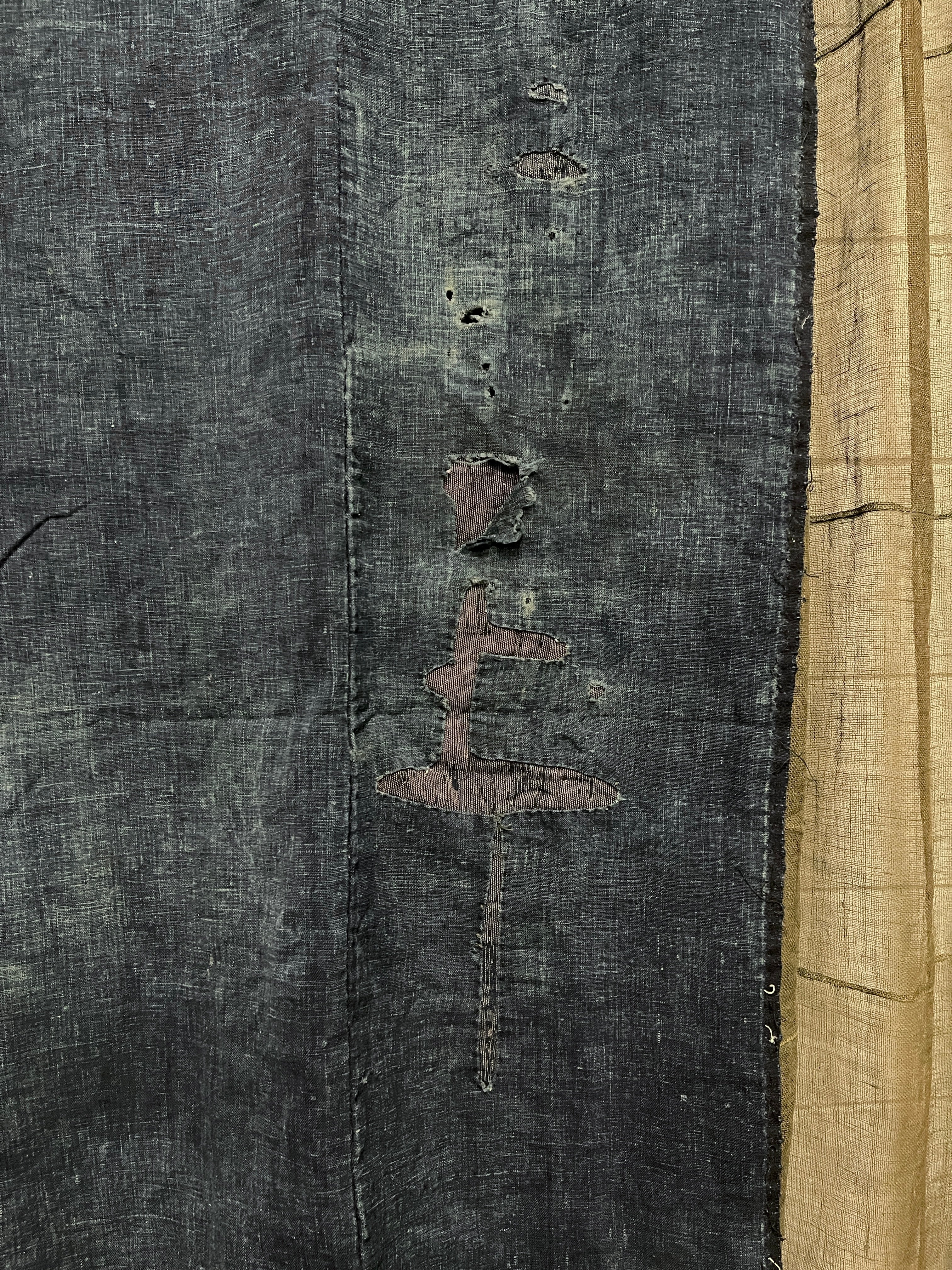 Antique Japanese Indigo Boro Cloth, 2 panel