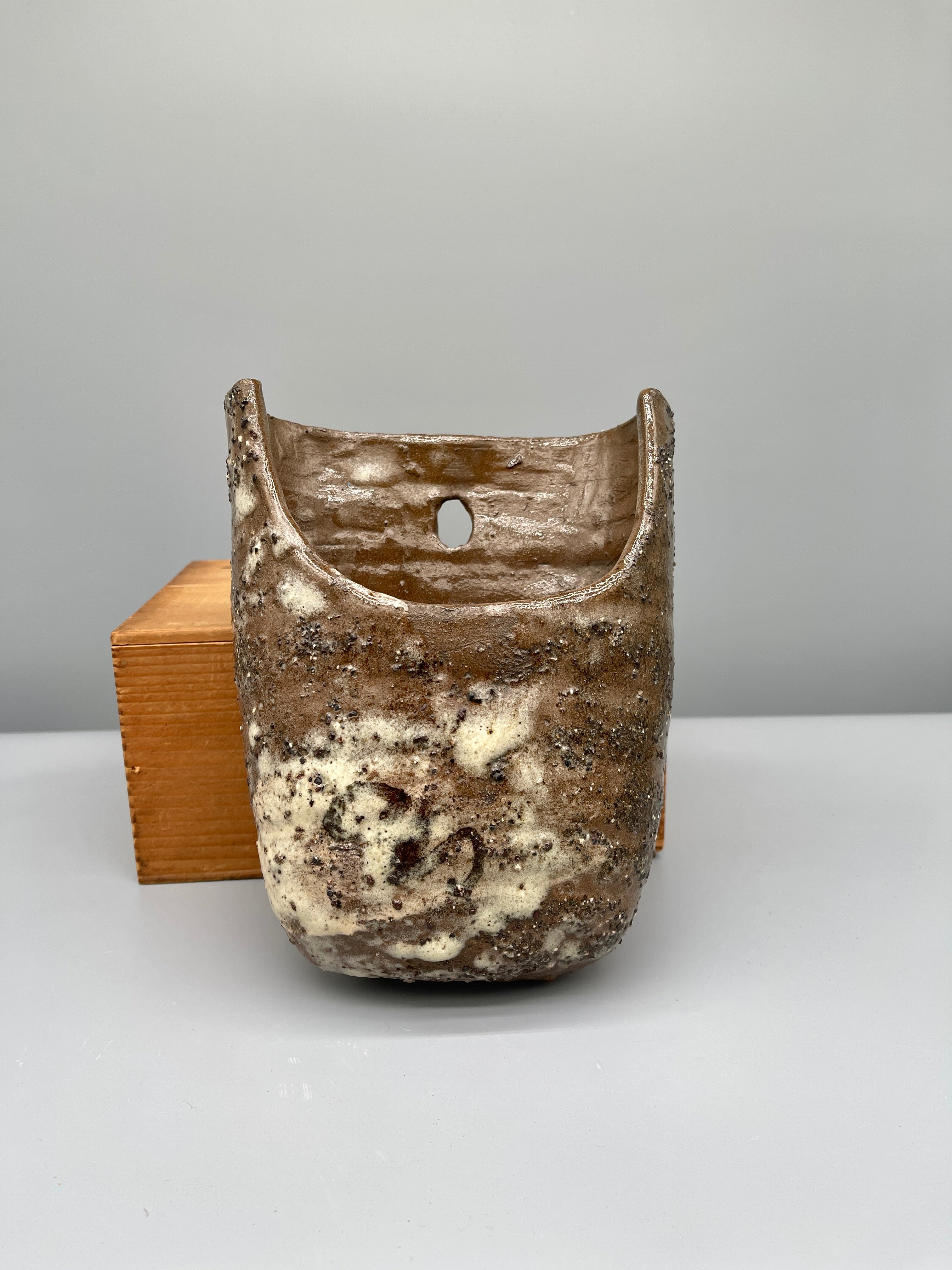 Vintage Japanese Pottery Wall Hanging Vase