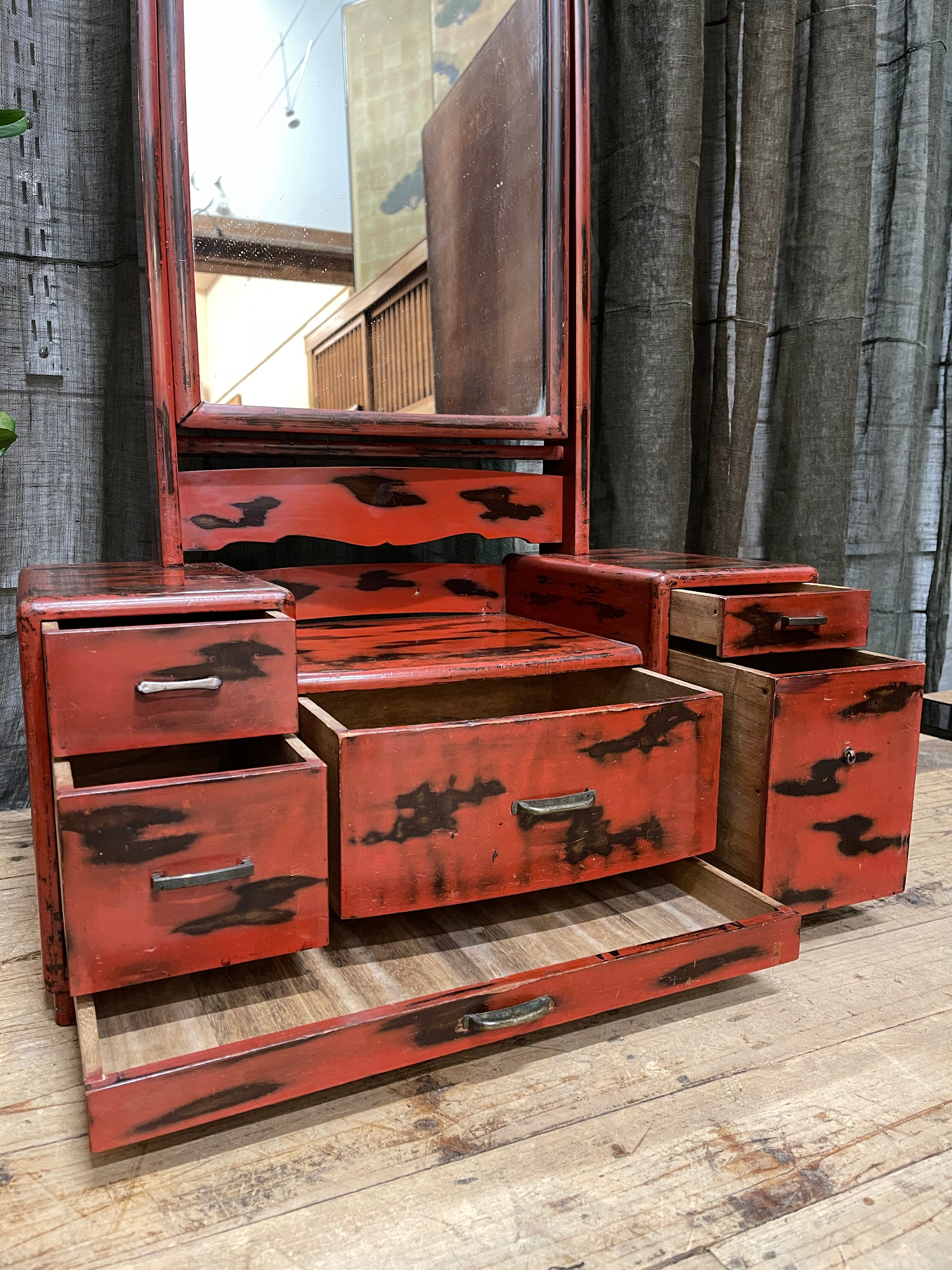 Japanese Lacquer Mirror Chest Kyo Dai | Taisho, c.1920