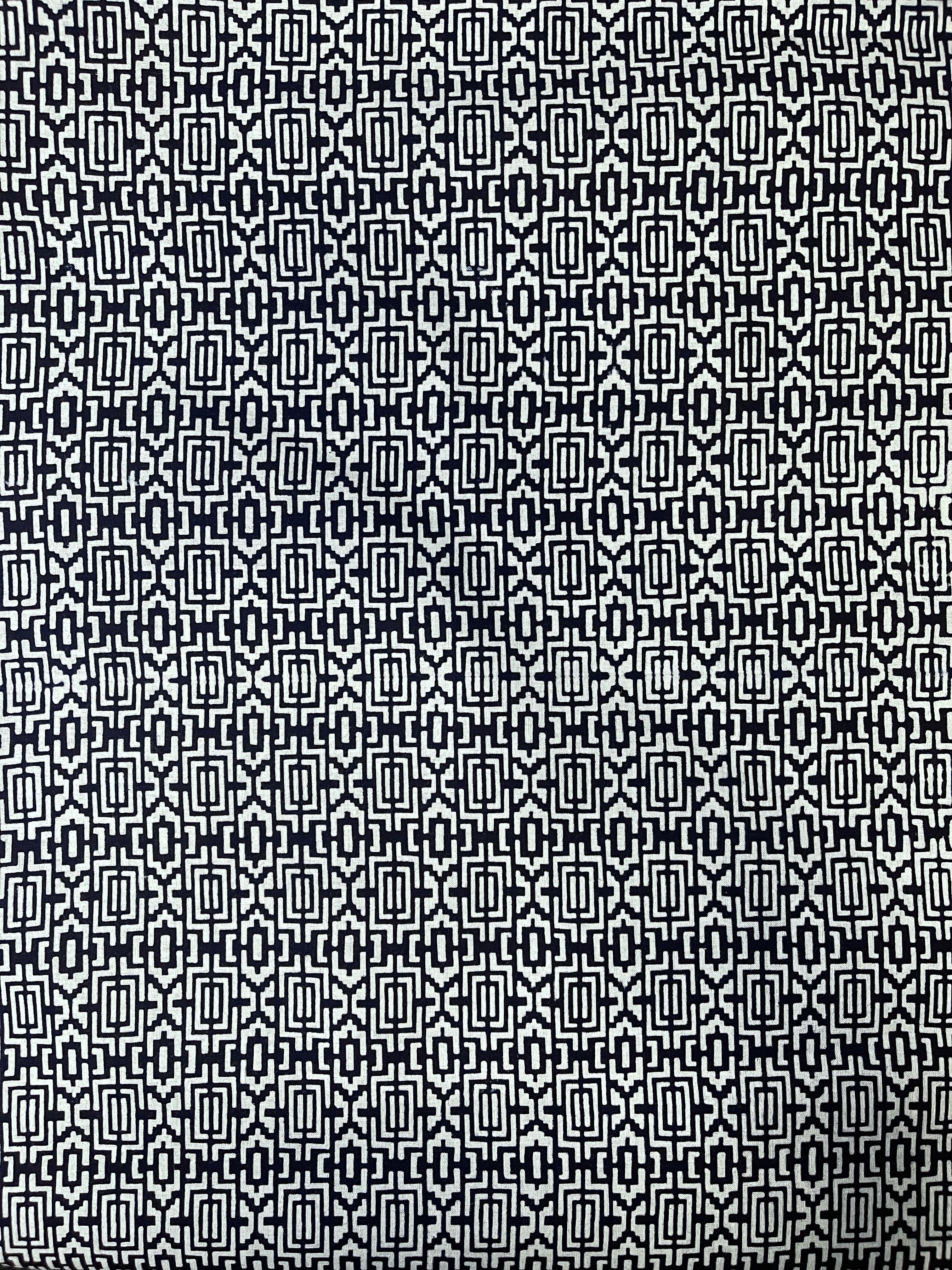 Japanese Yukata Cotton Fabric, Indigo & White