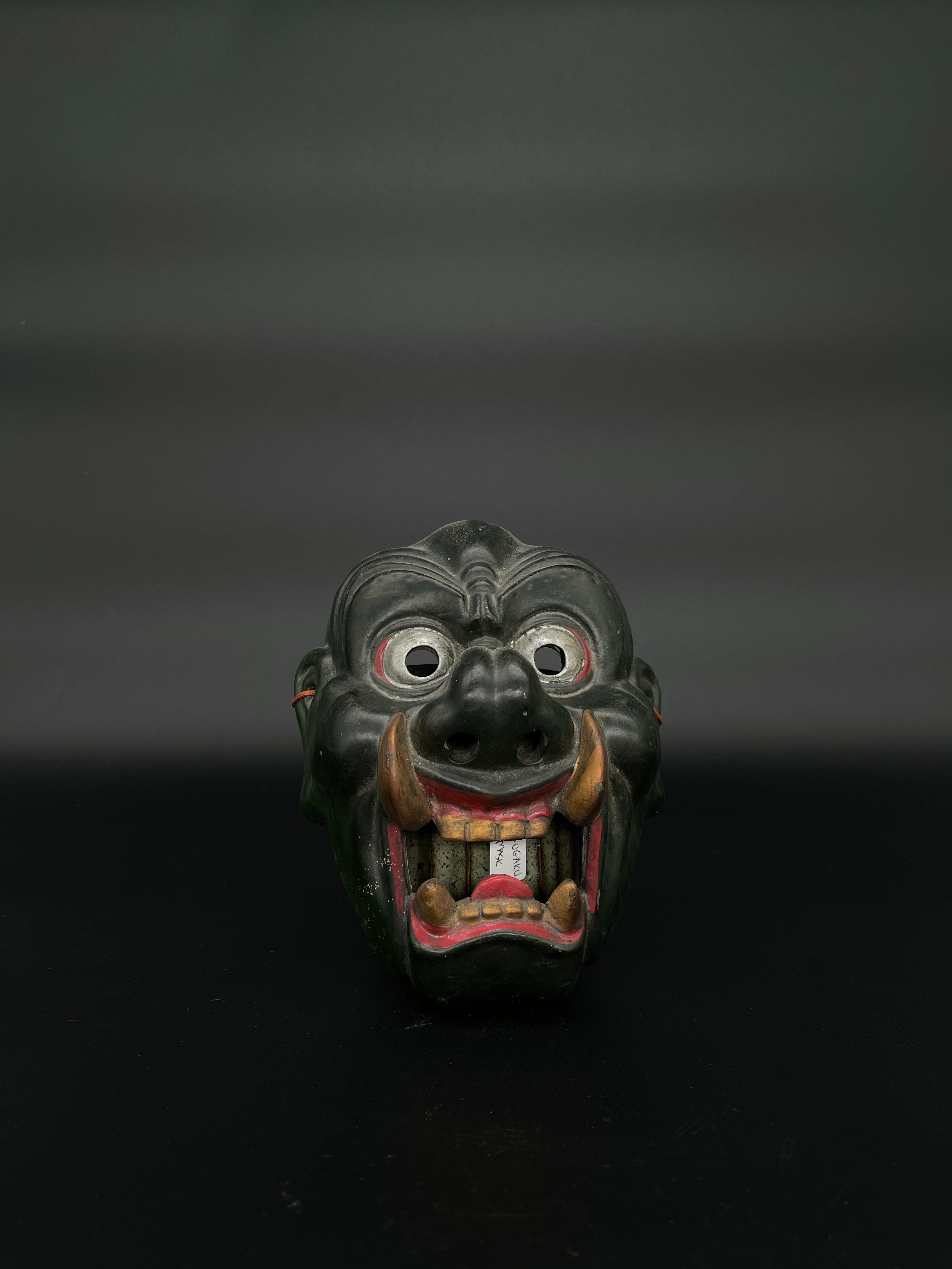 Vintage Japanese Noh Mask - Black Demon