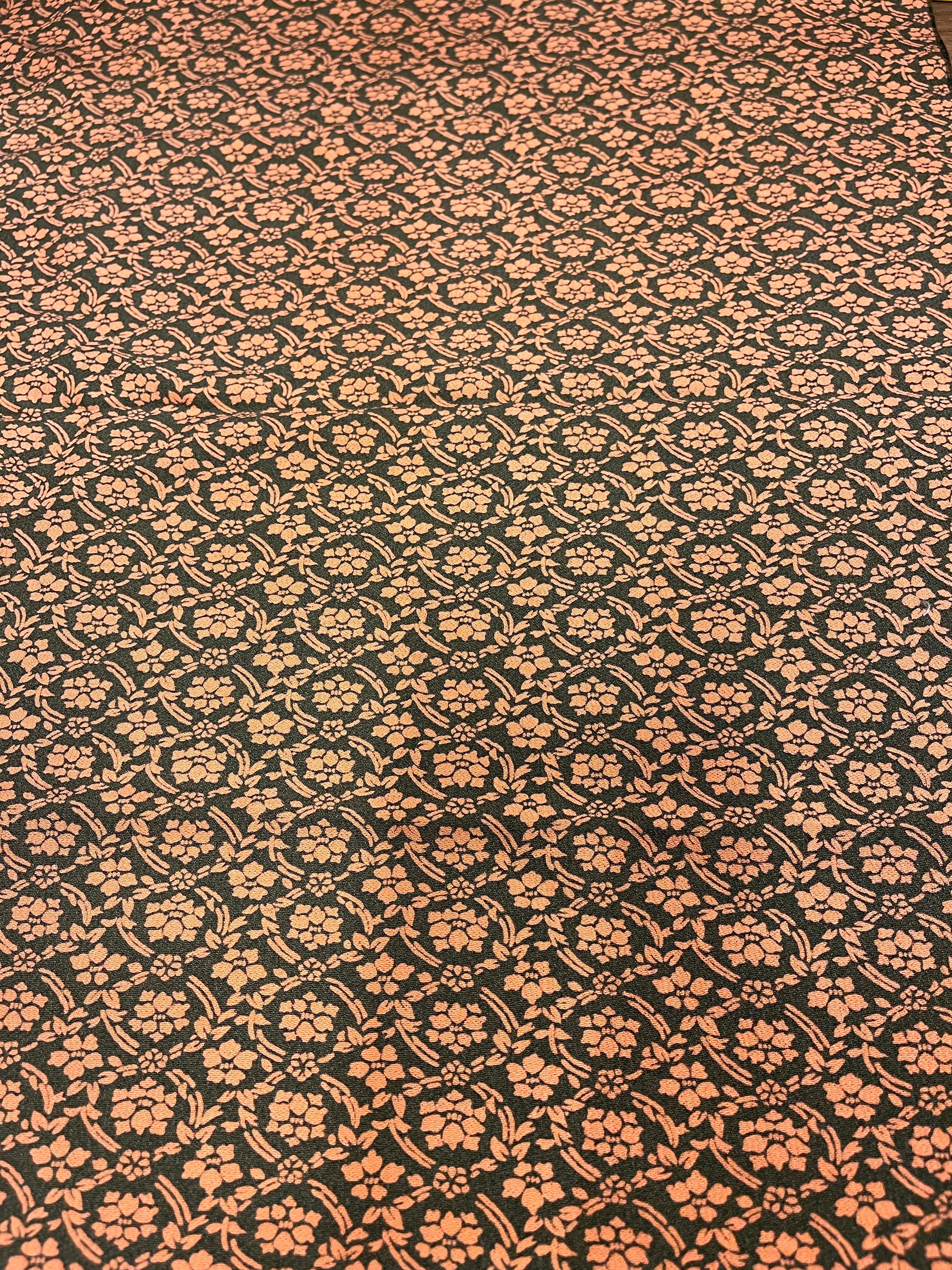 Japanes Silk Green with Orange Florals