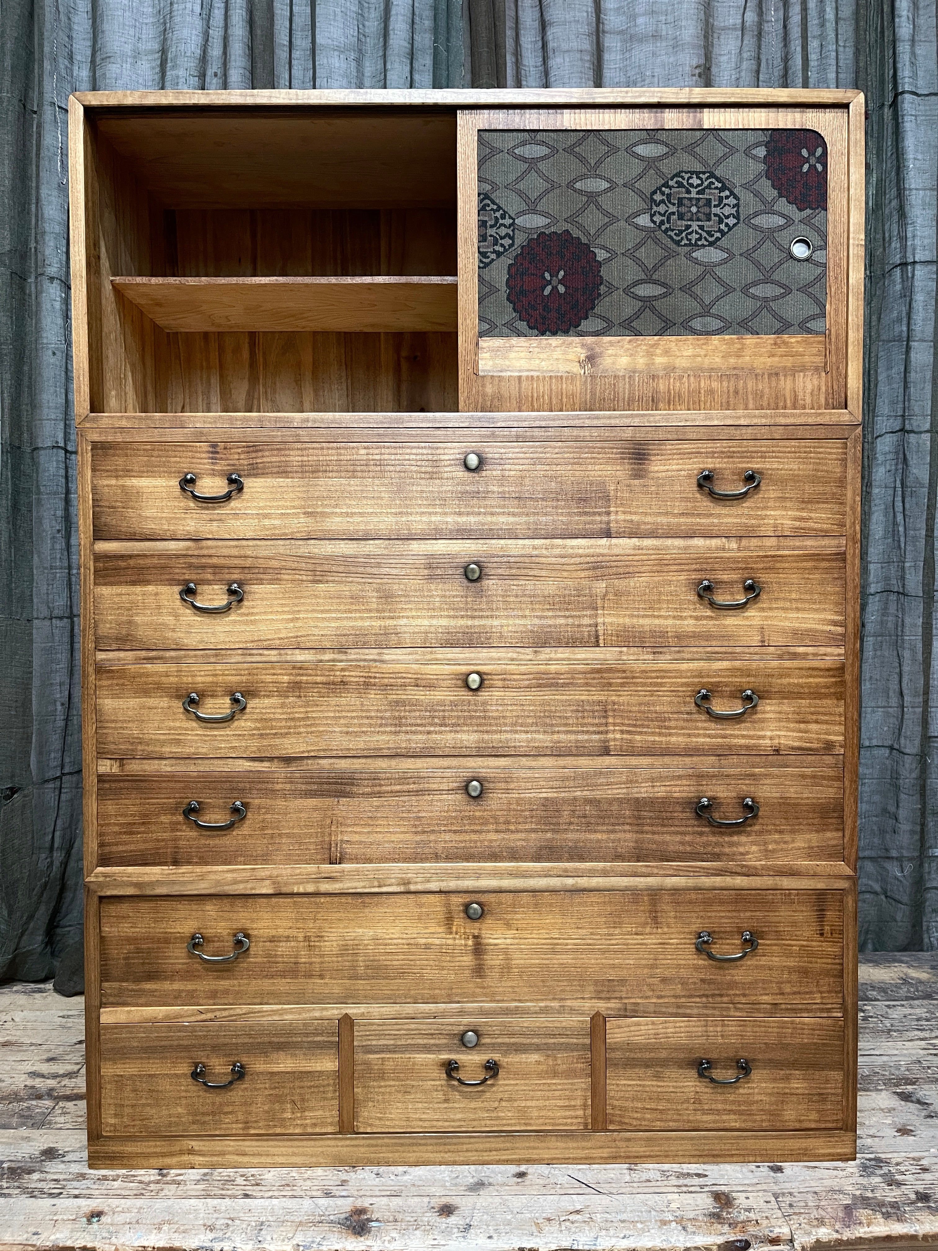 Japanese Three-Piece Kimono Chest of Drawers - Paulownia | Midcentury