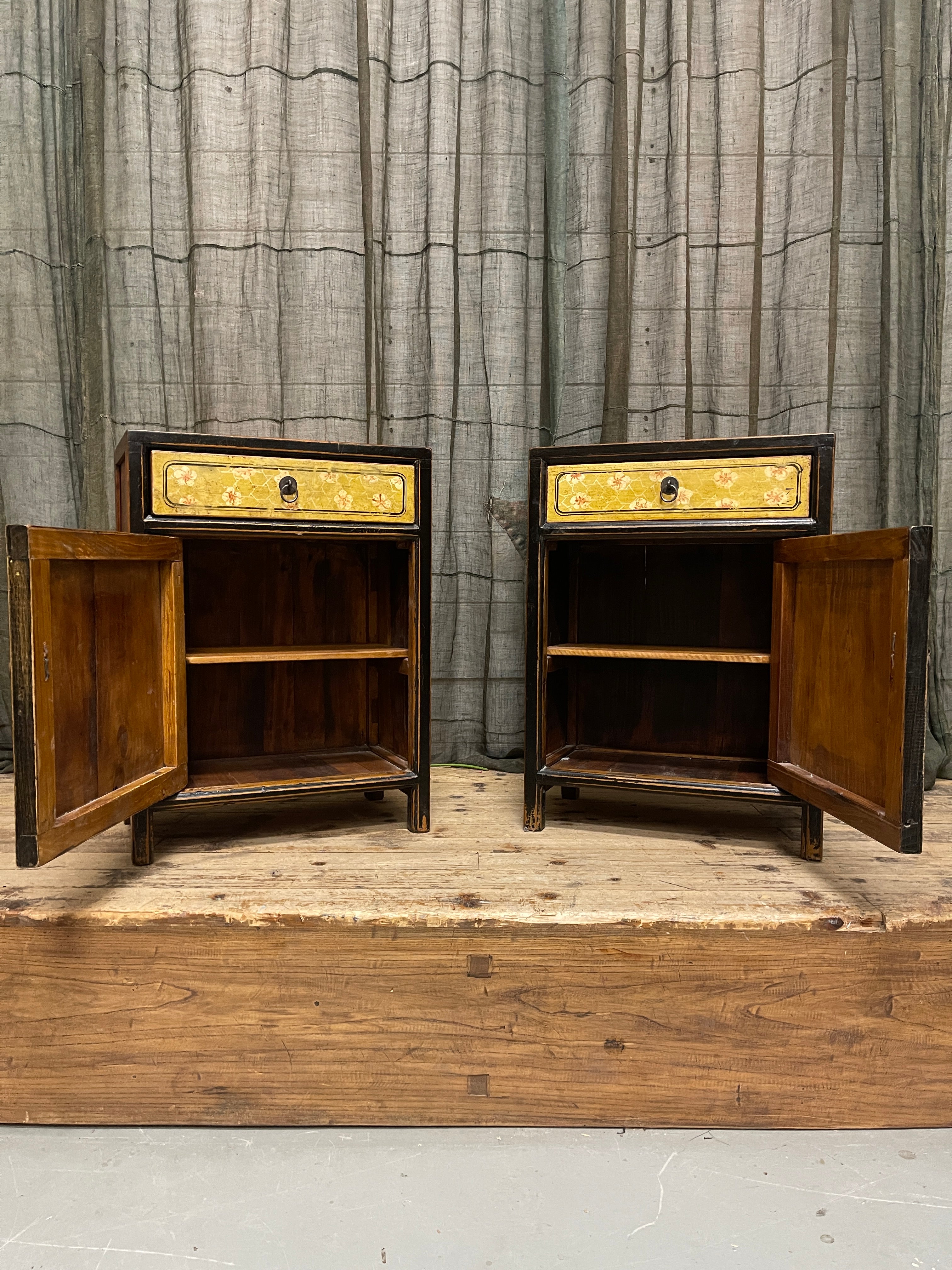Pair Of Provincial Style Chinese Lacquered Side Cabinets