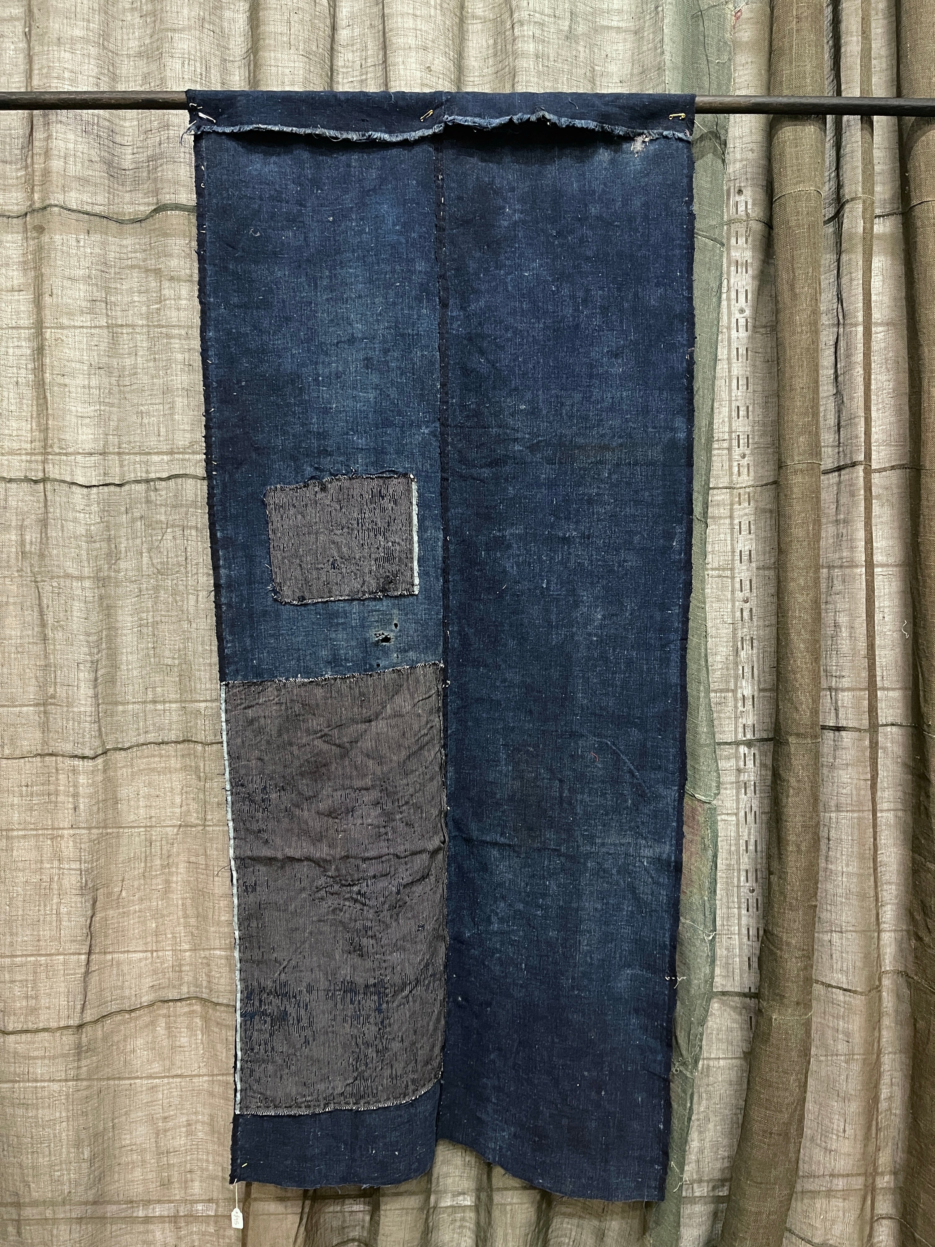 Antique Japanese Indigo Boro Cloth, 2 panel