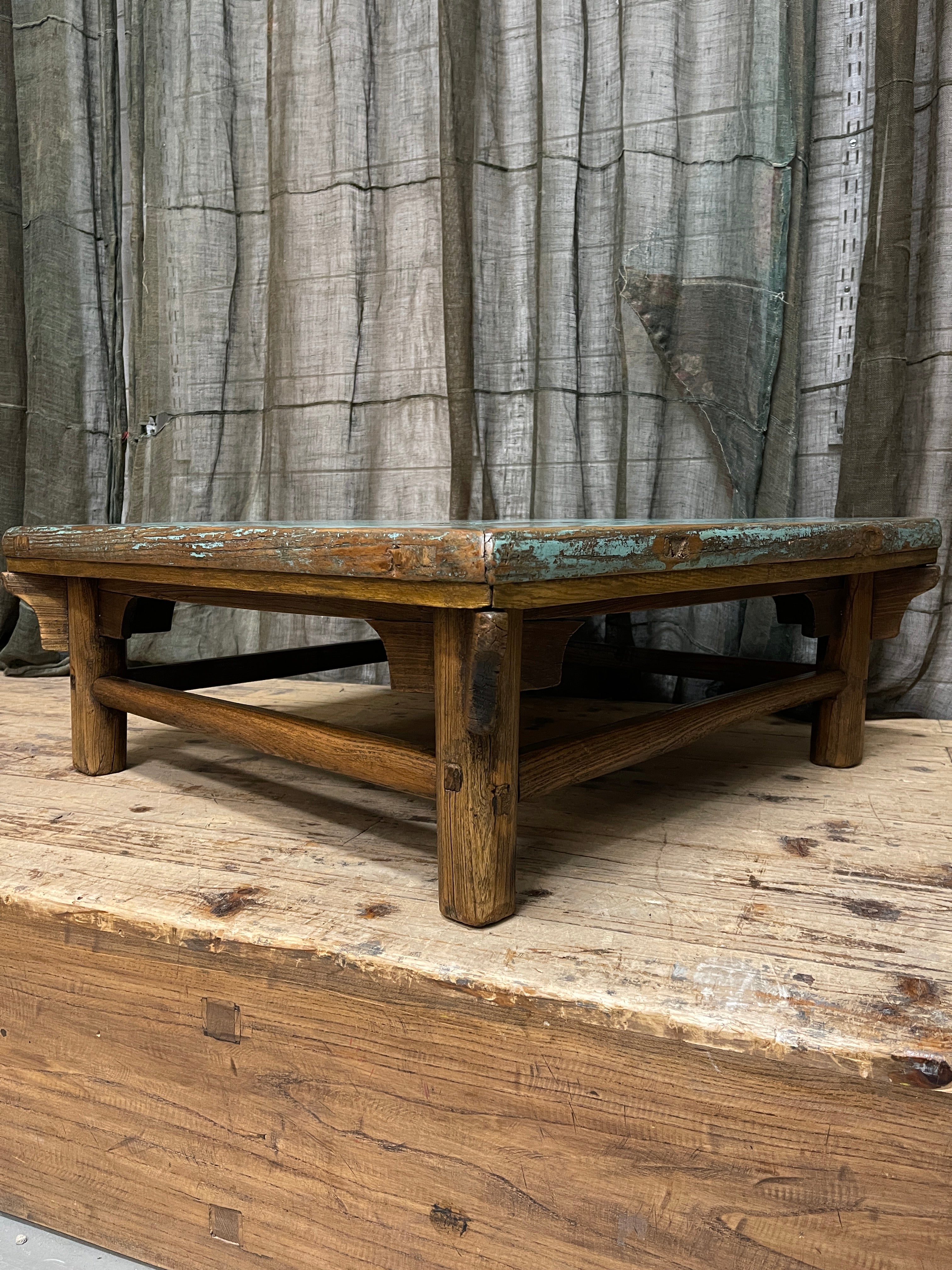 Antique Chinese Square Low Table From Shanxi Province| Elm