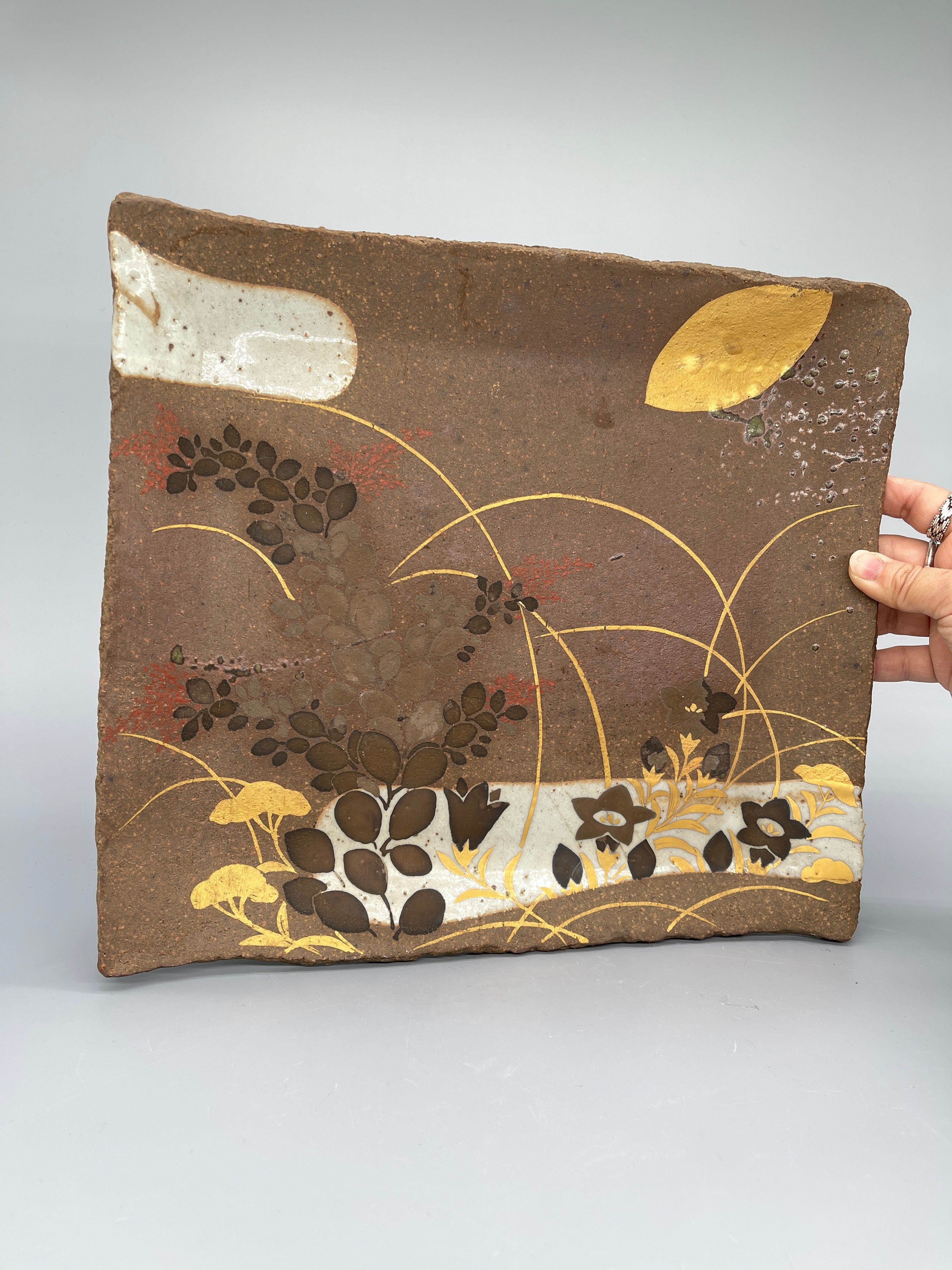 Vintage Japanese Square Plate, Kutani Ware