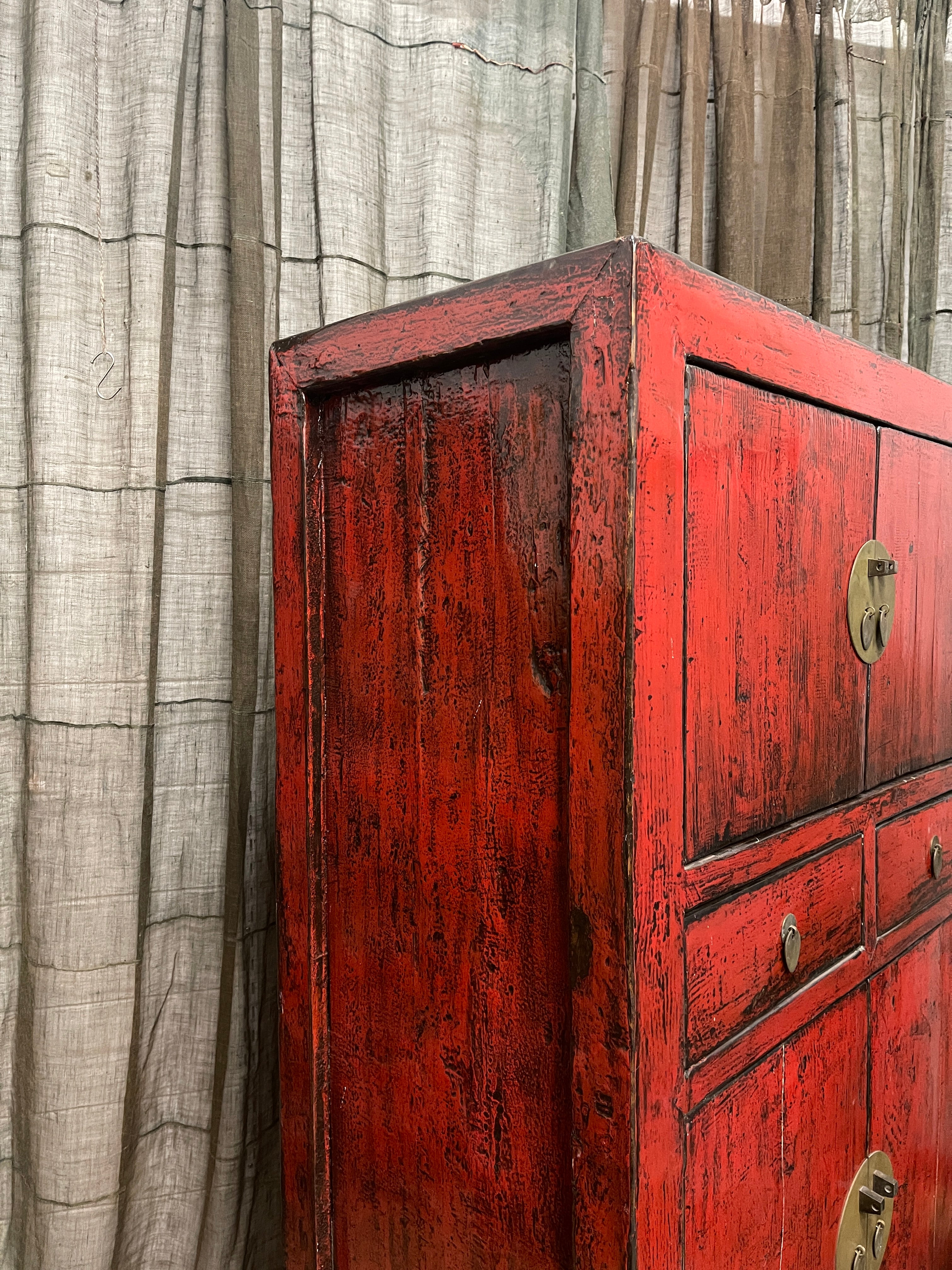 Antique Chinese Red Lacquered Cabinet