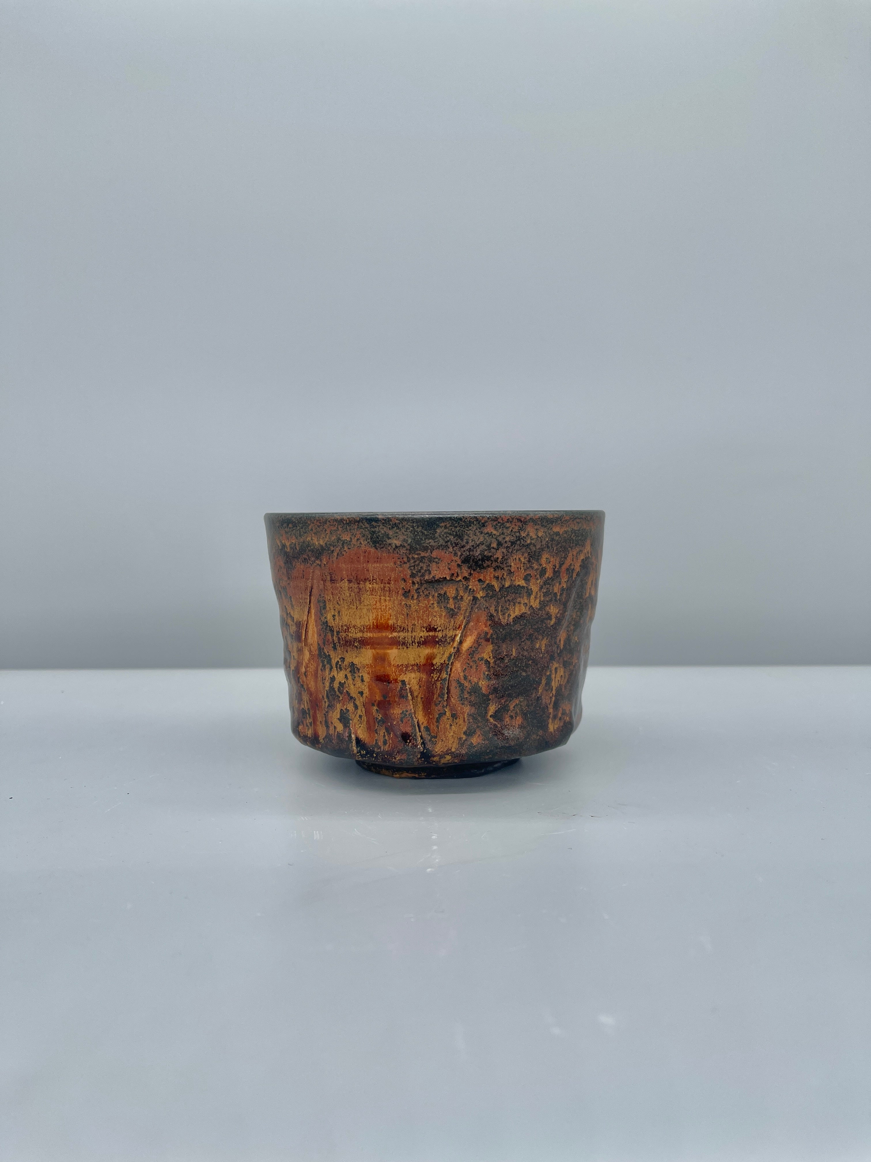 Vintage Japanese Chawan, Tea Bowl - Burnt Orange Glaze