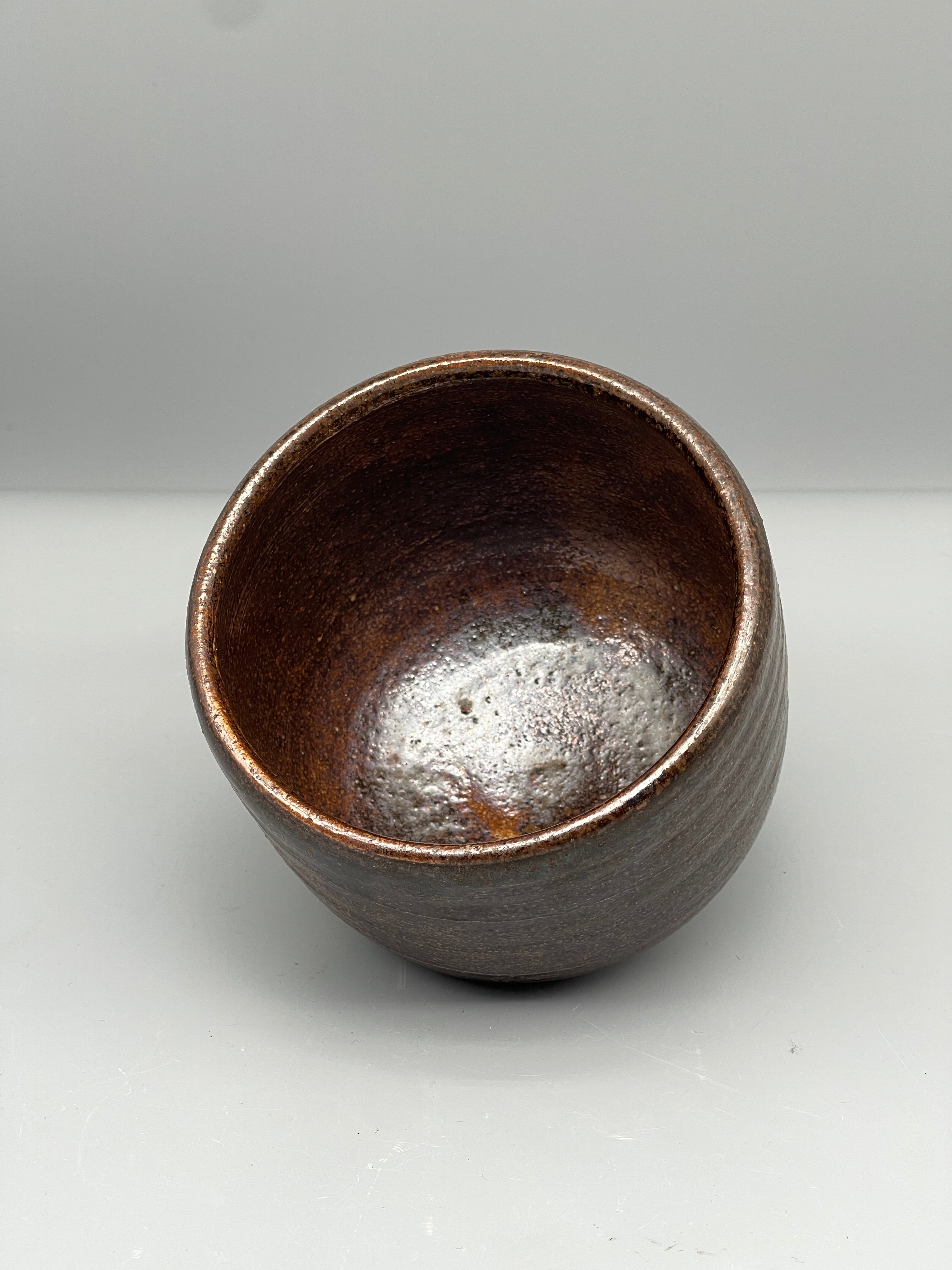 Vintage Japanese Chawan Tea Bowl - Stoneware, Speckled Tenmoku Glaze