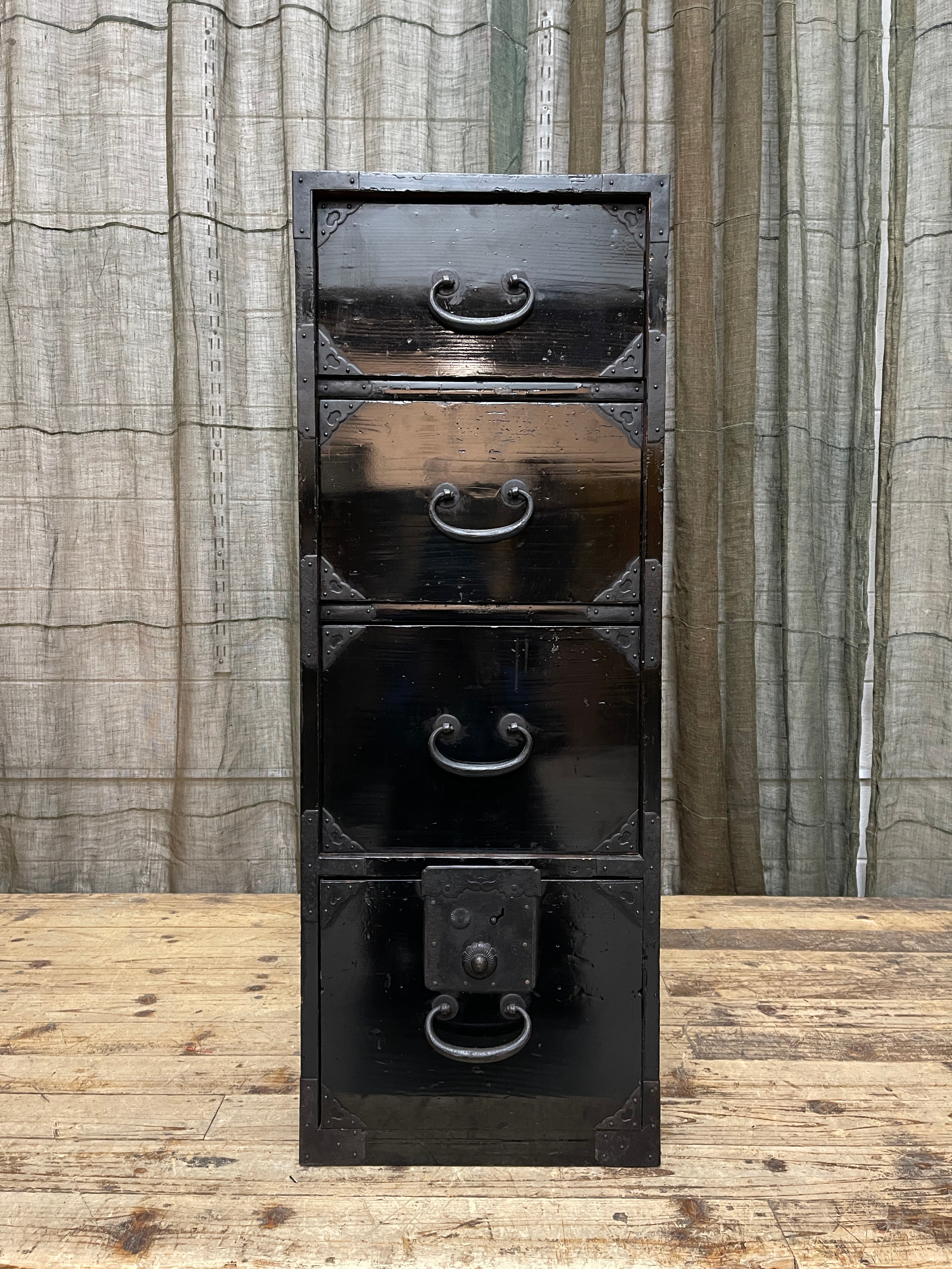 Japanese Lacquered Chest From Yamagata - Cypress | Meiji