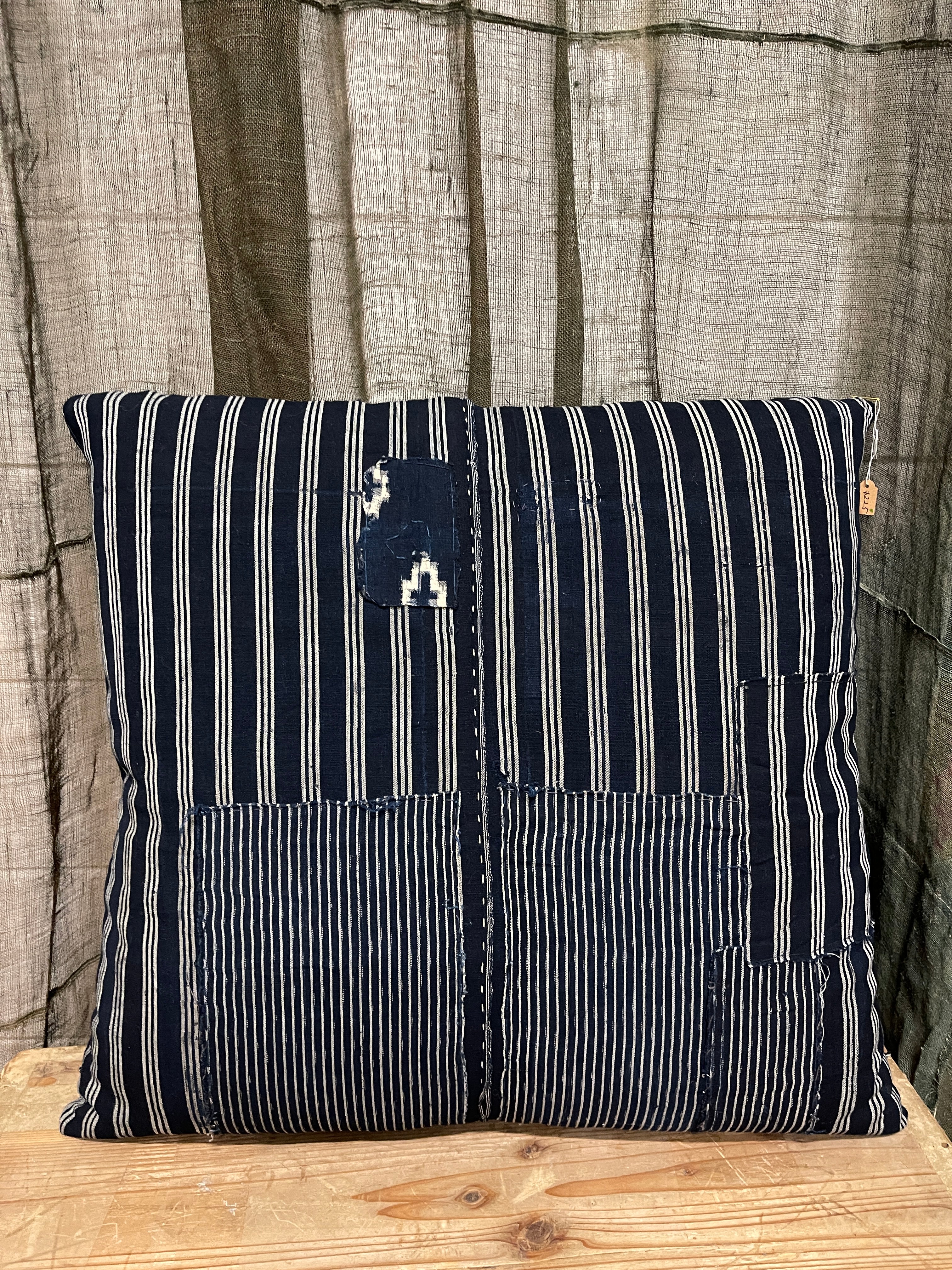 Japanese Floor Cushions Covered with Vintage Japanese Boro Fabric