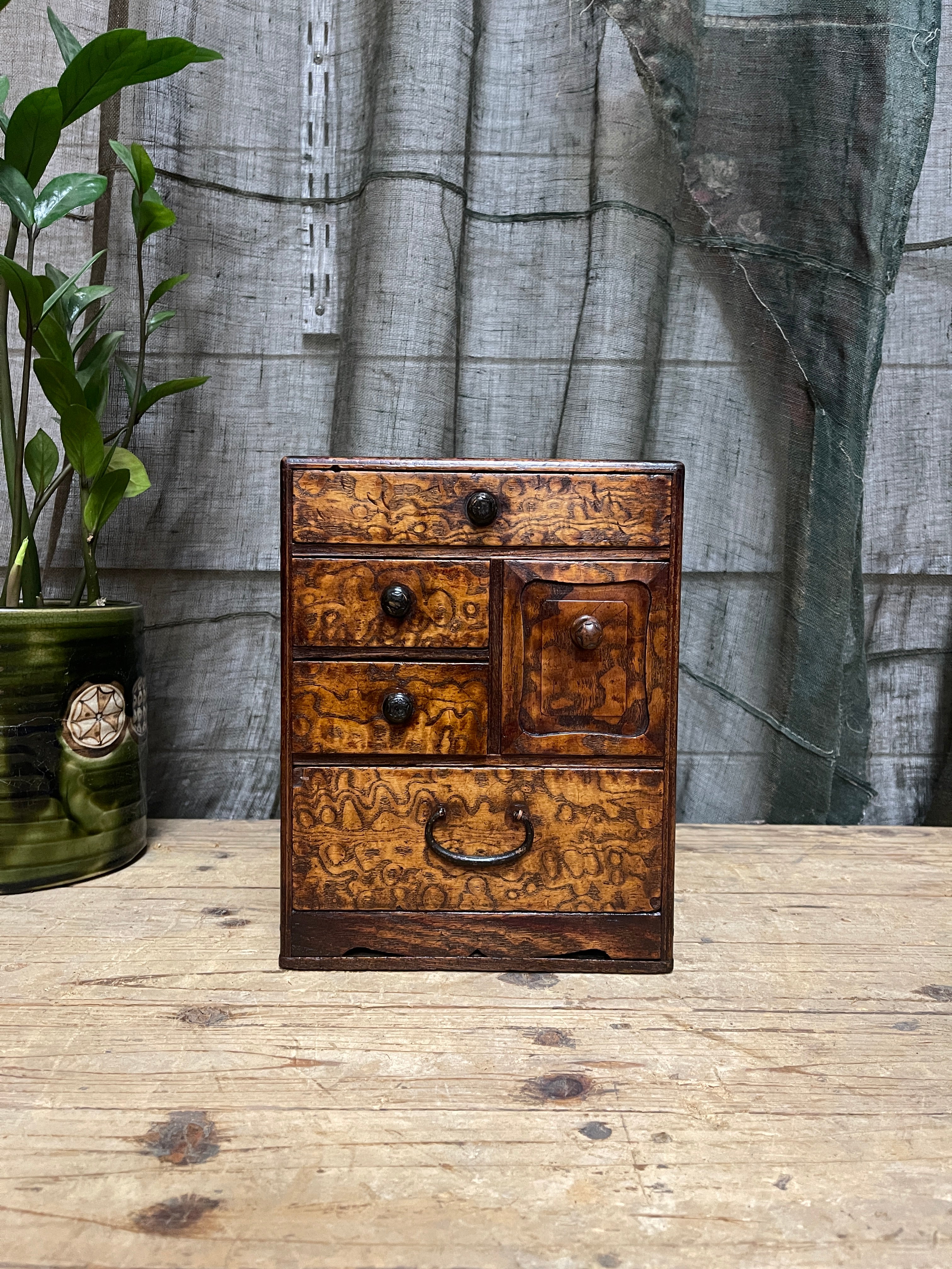 Vintage Japanese Sewing Box, Hari Bako - Elm | 1920's