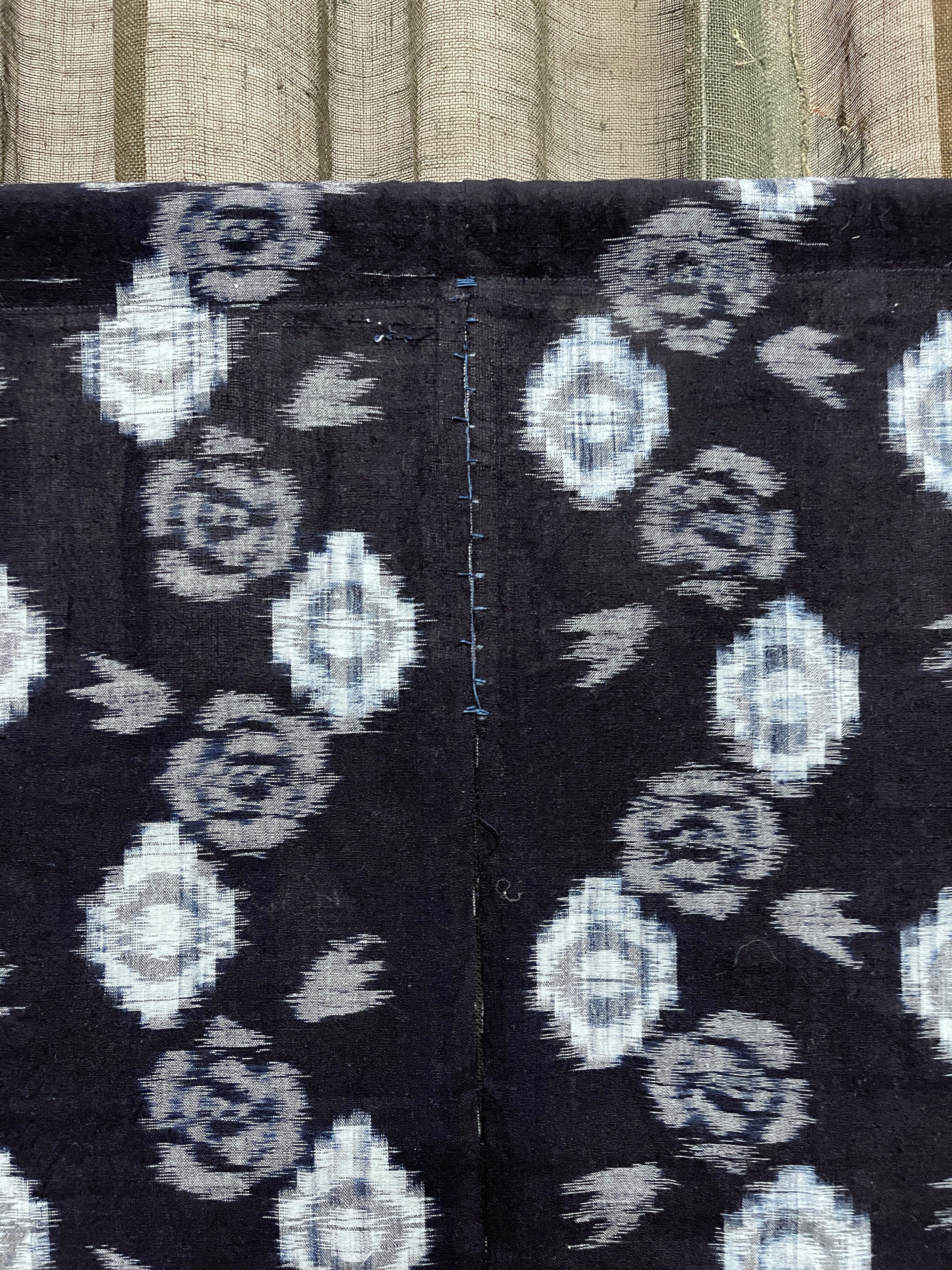 Vintage Japanese Noren - Dark Navy Cotton | Rose Motif