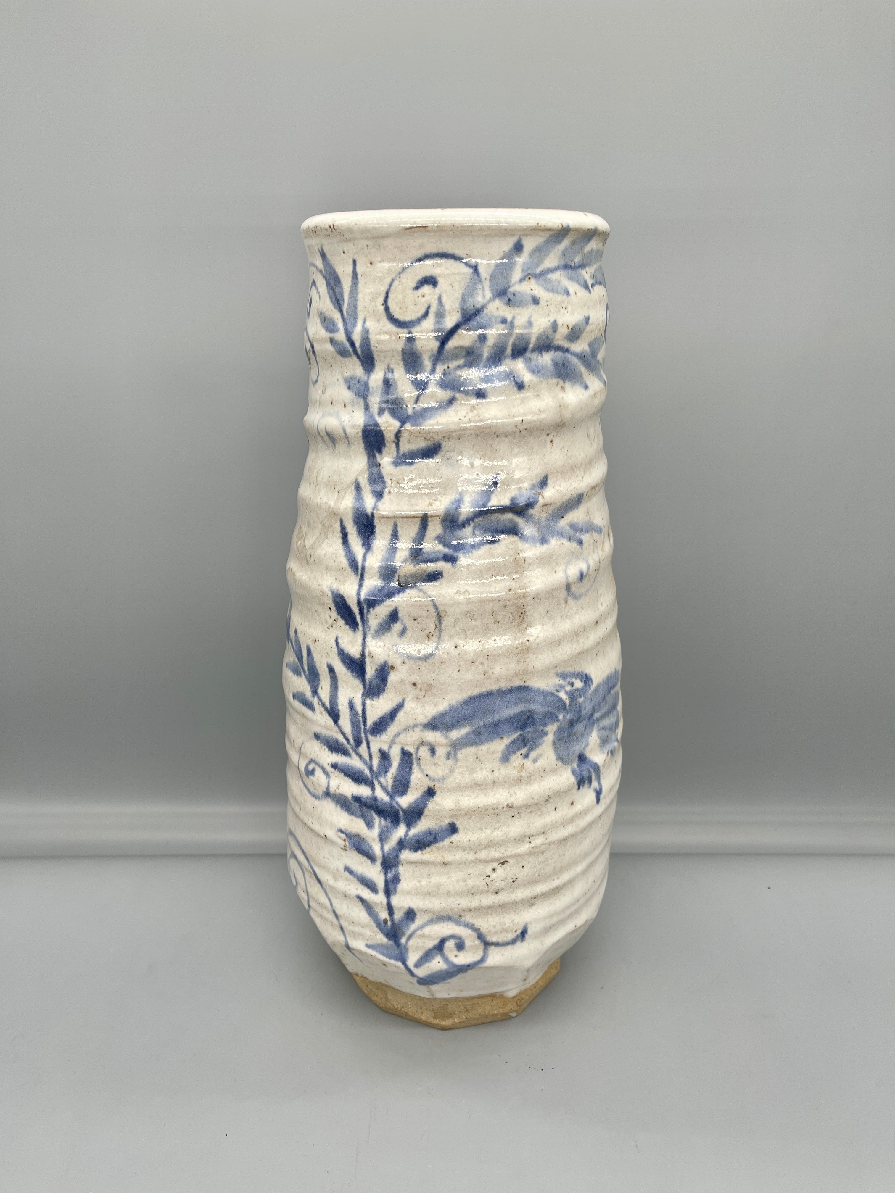 Vintage Japanese Ikebana Vase - Blue & White