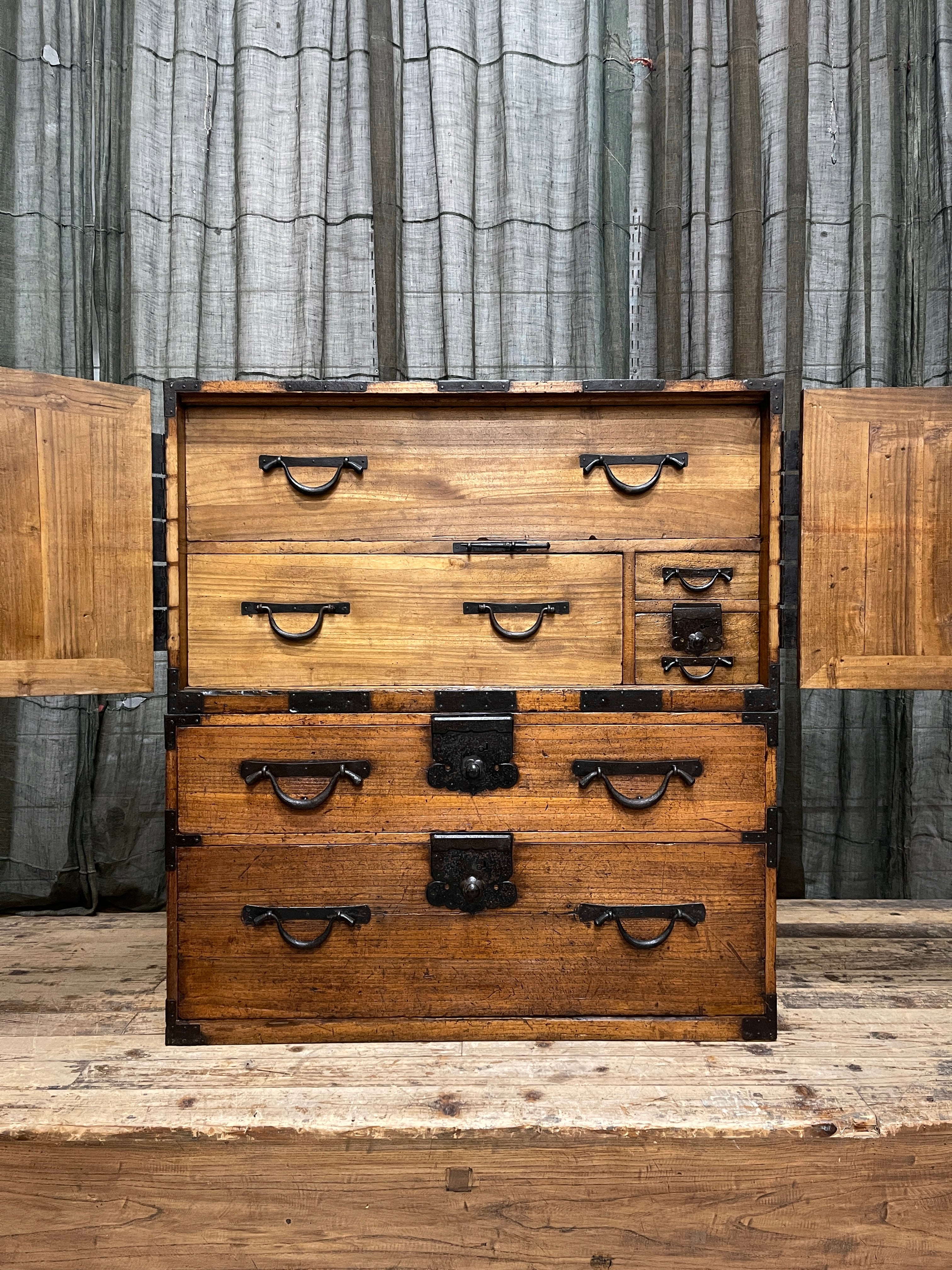 Kannon-Biraki Japanese Storage Cabinet - Paulownia & Iron Hardware | Meiji