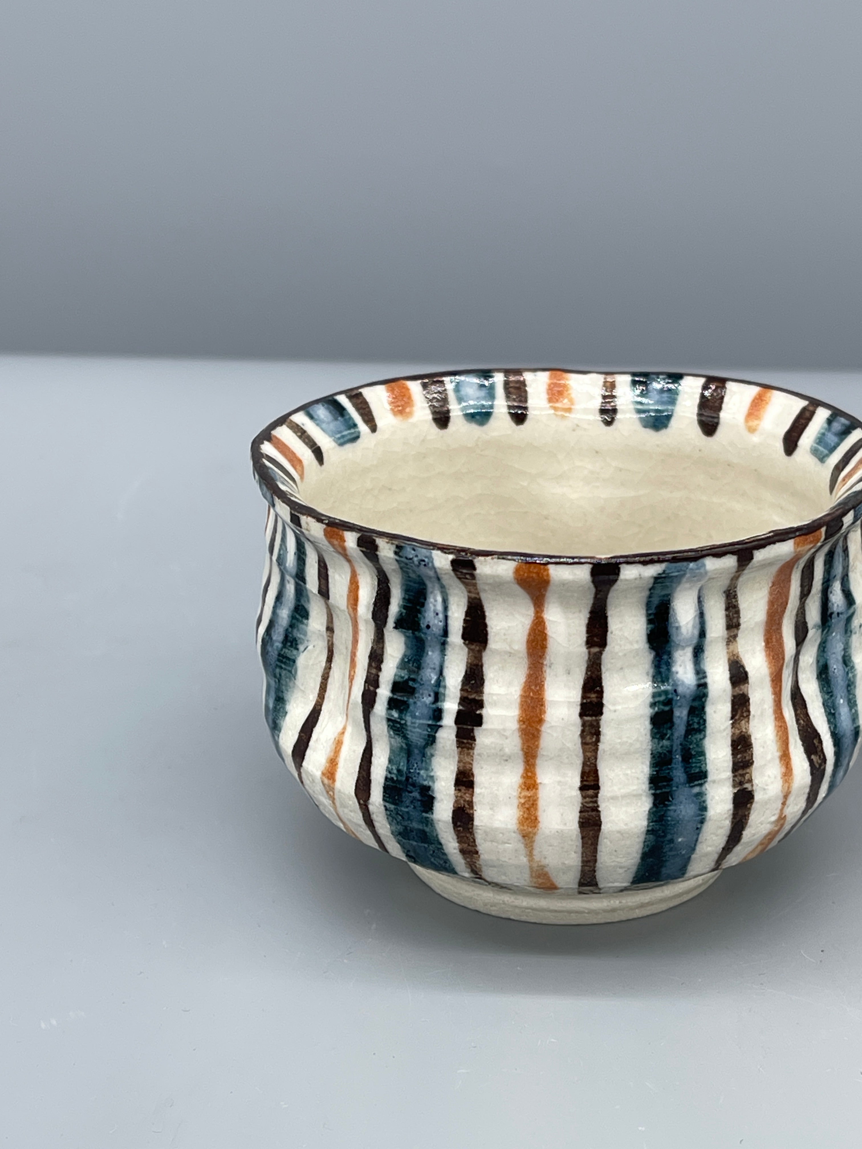 Japanese Tea Cups, White with Linear Pattern