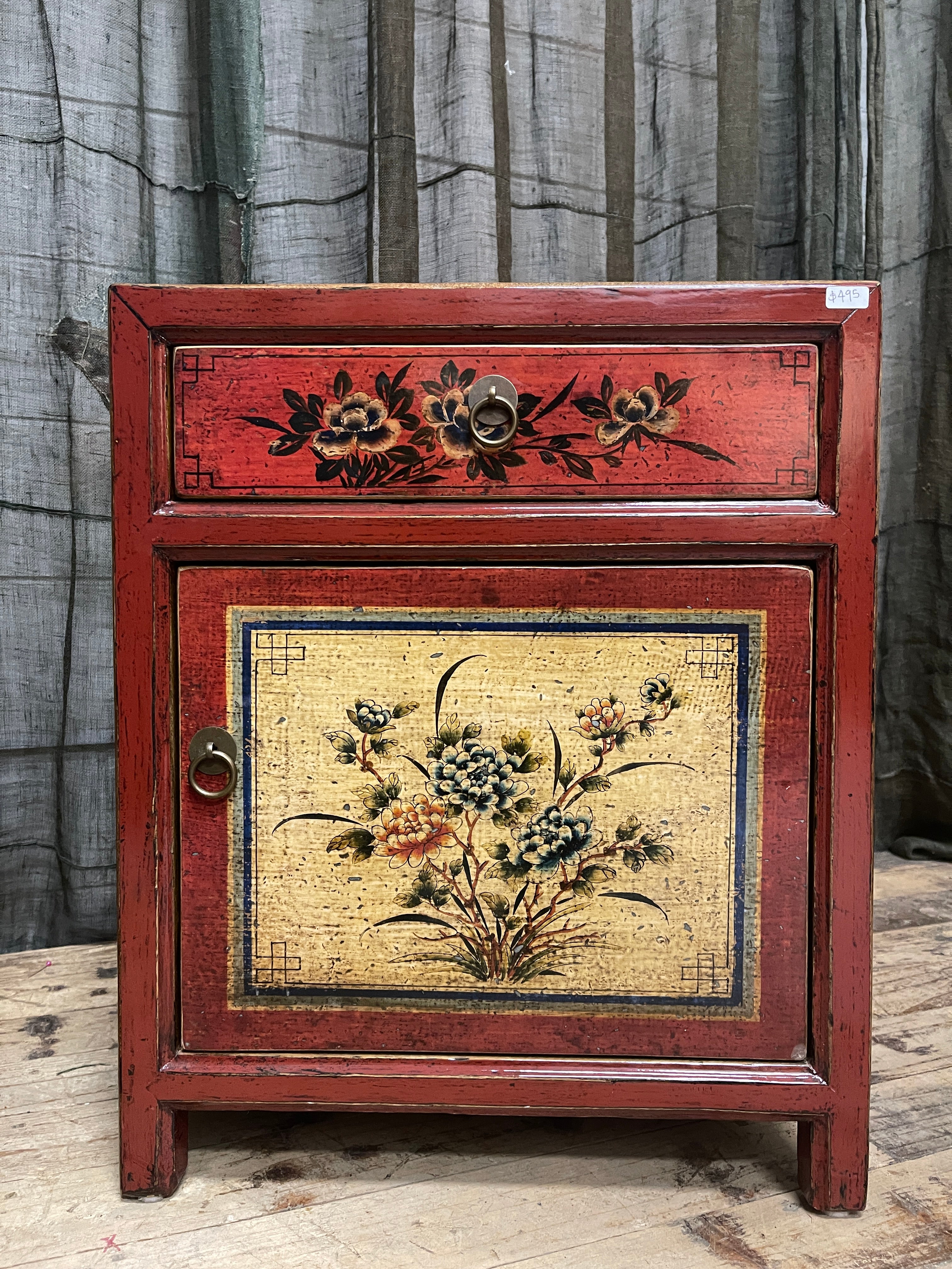 Chinese Red Lacquered Side Cabinet