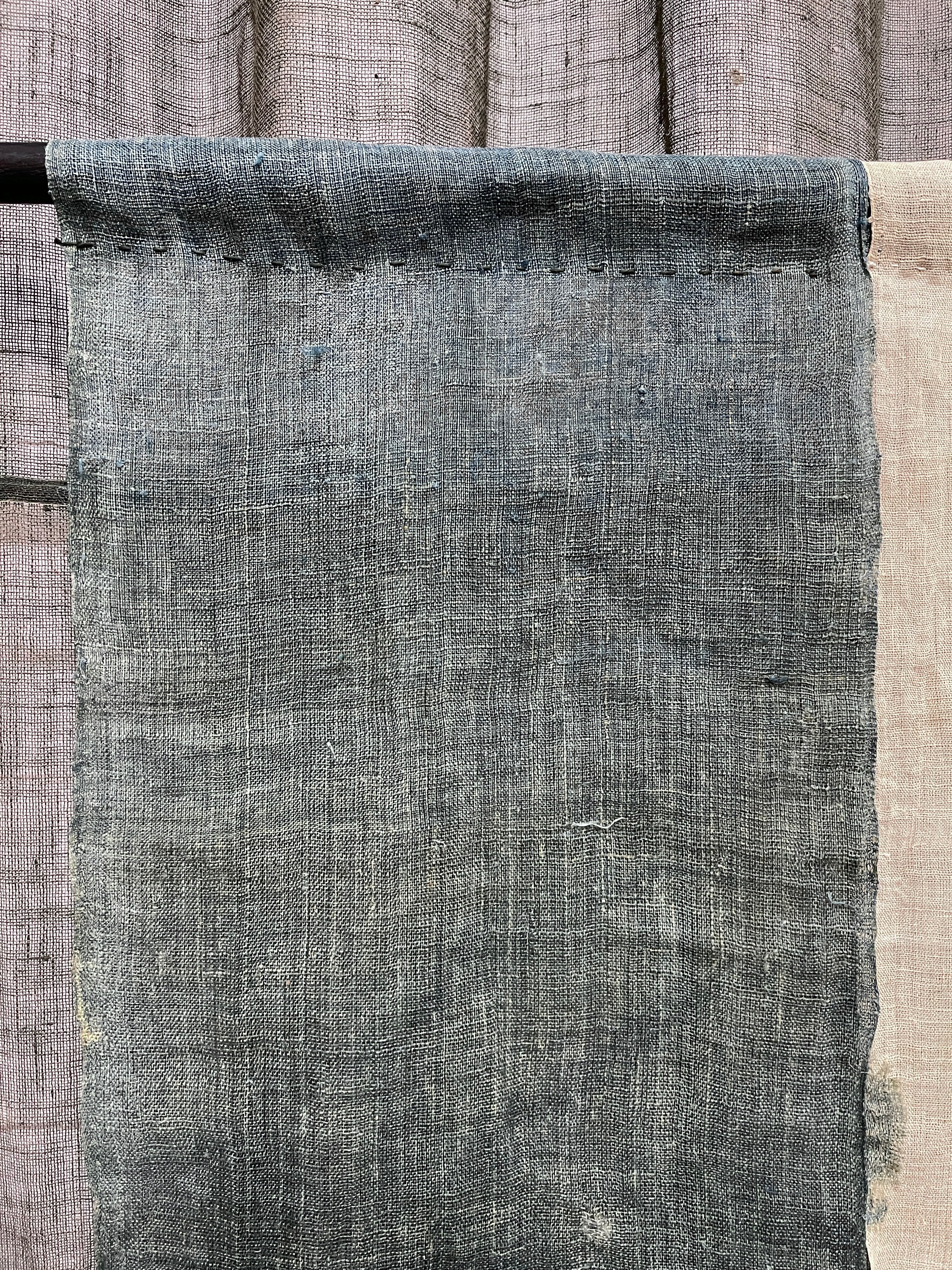 Vintage Japanese Hemp Noren, Panelled Curtain
