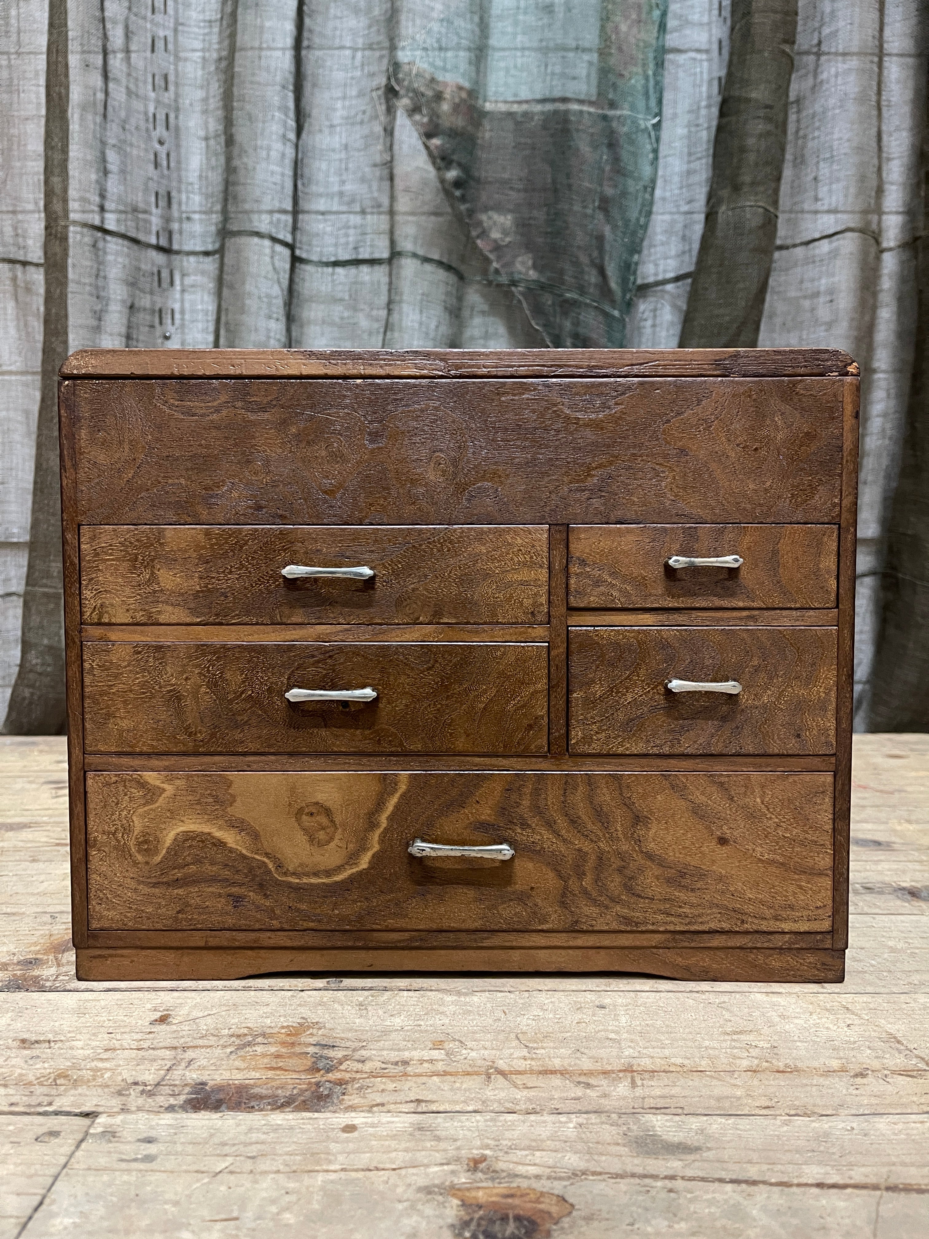 Vintage Japanese Sewing Box, Hari Bako - Elm | 1930's