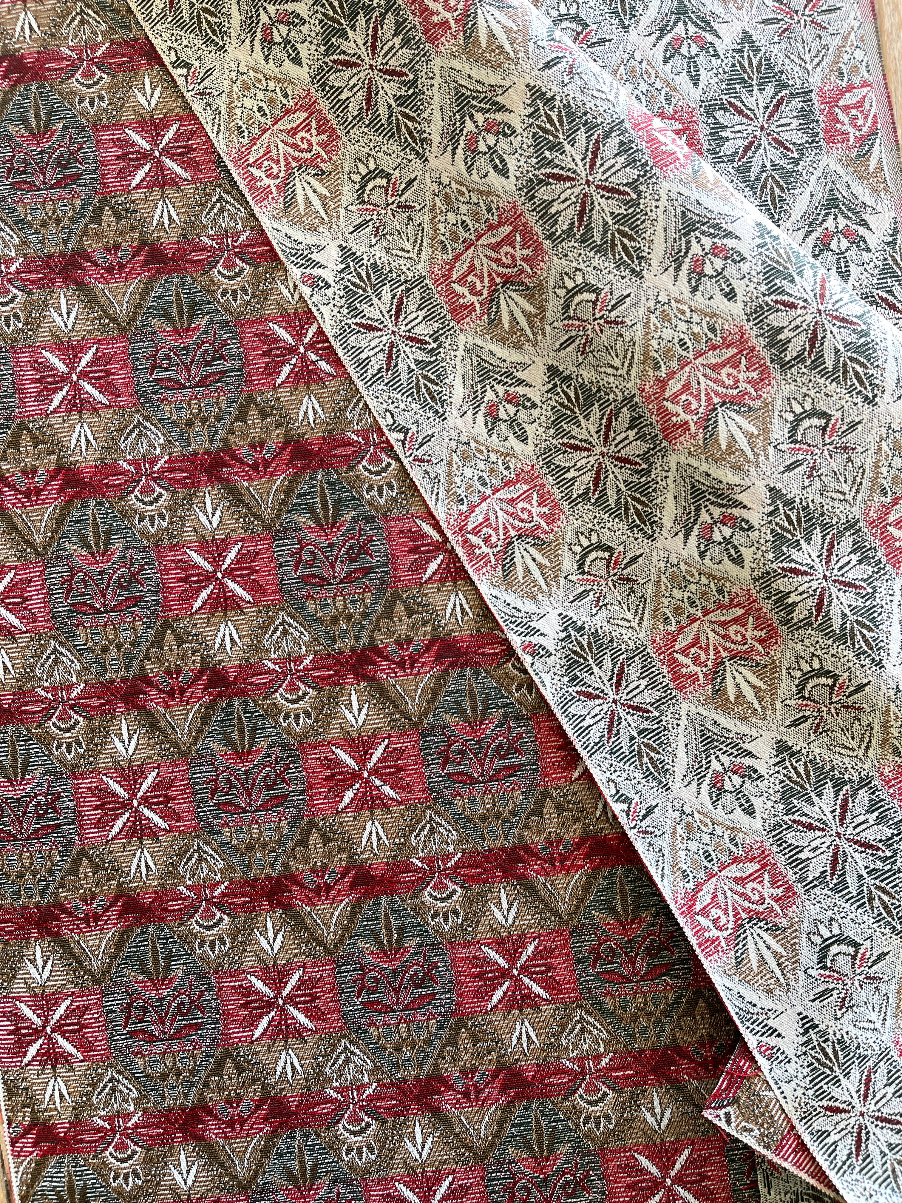 Japanese Wool Fabric, Geometric and Floral Pattern