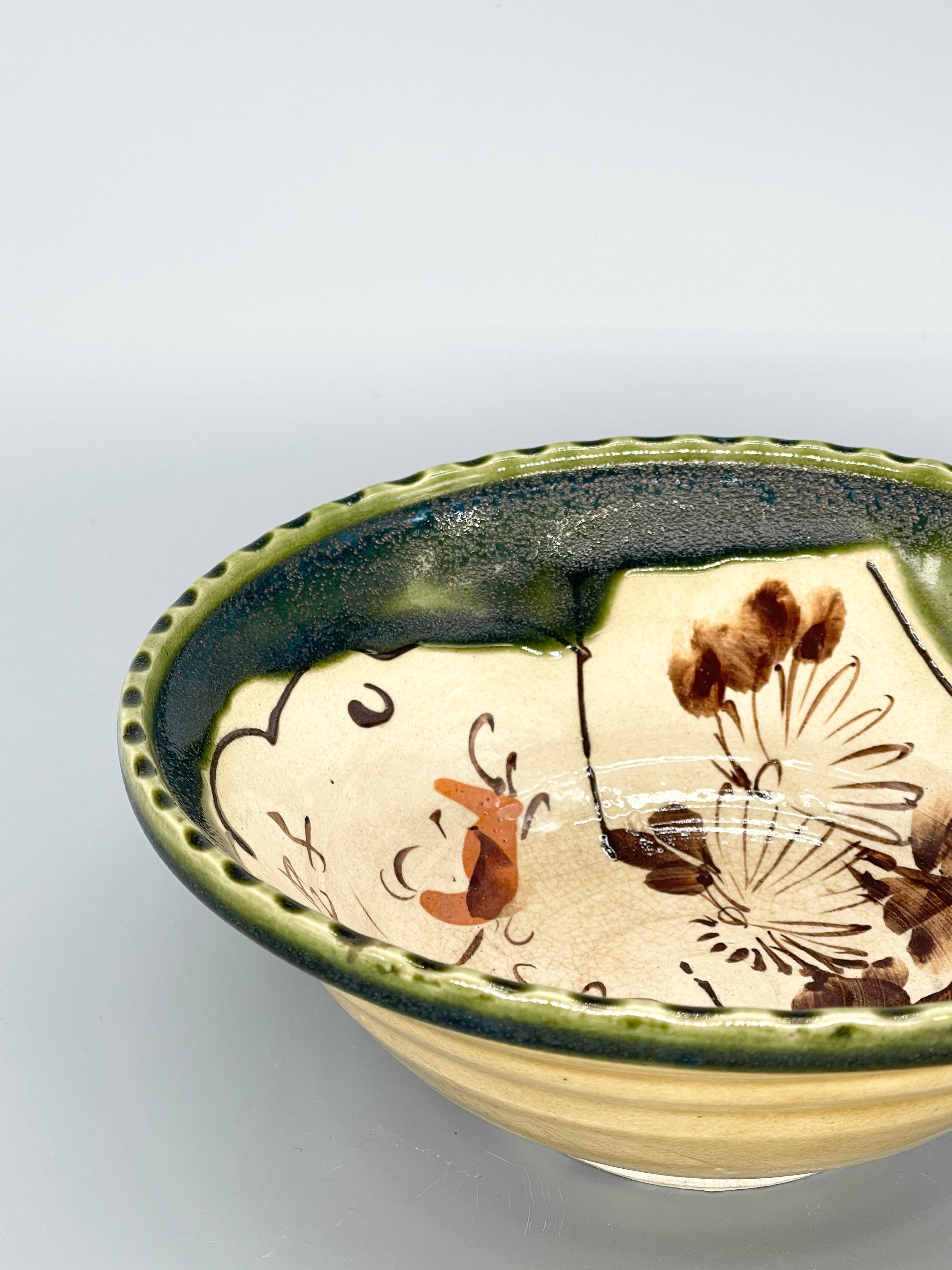 Vintage Japanese Oribe Style Serving Bowl
