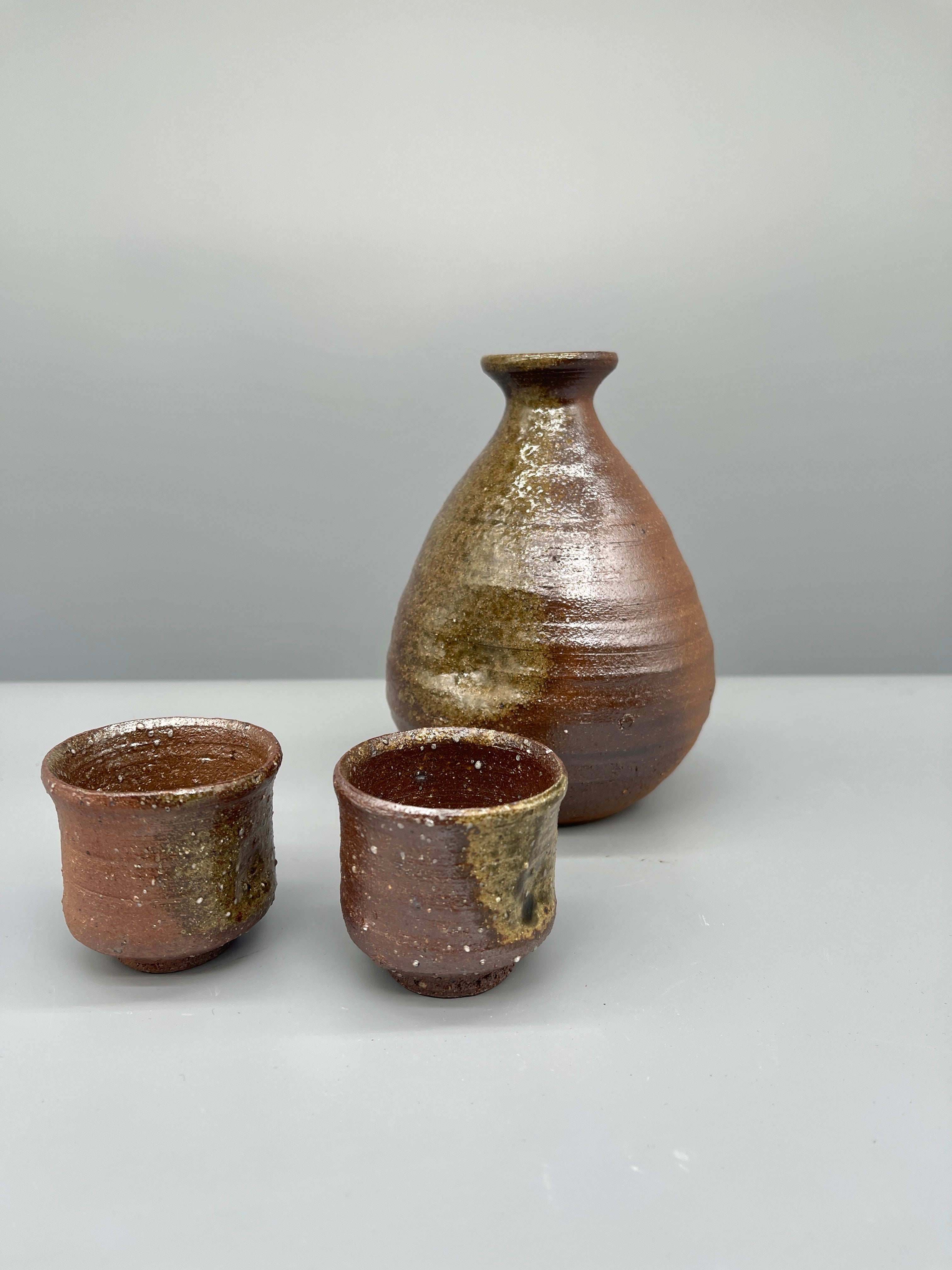 Japanese Sake Cup & Pourer - Tamba Ware