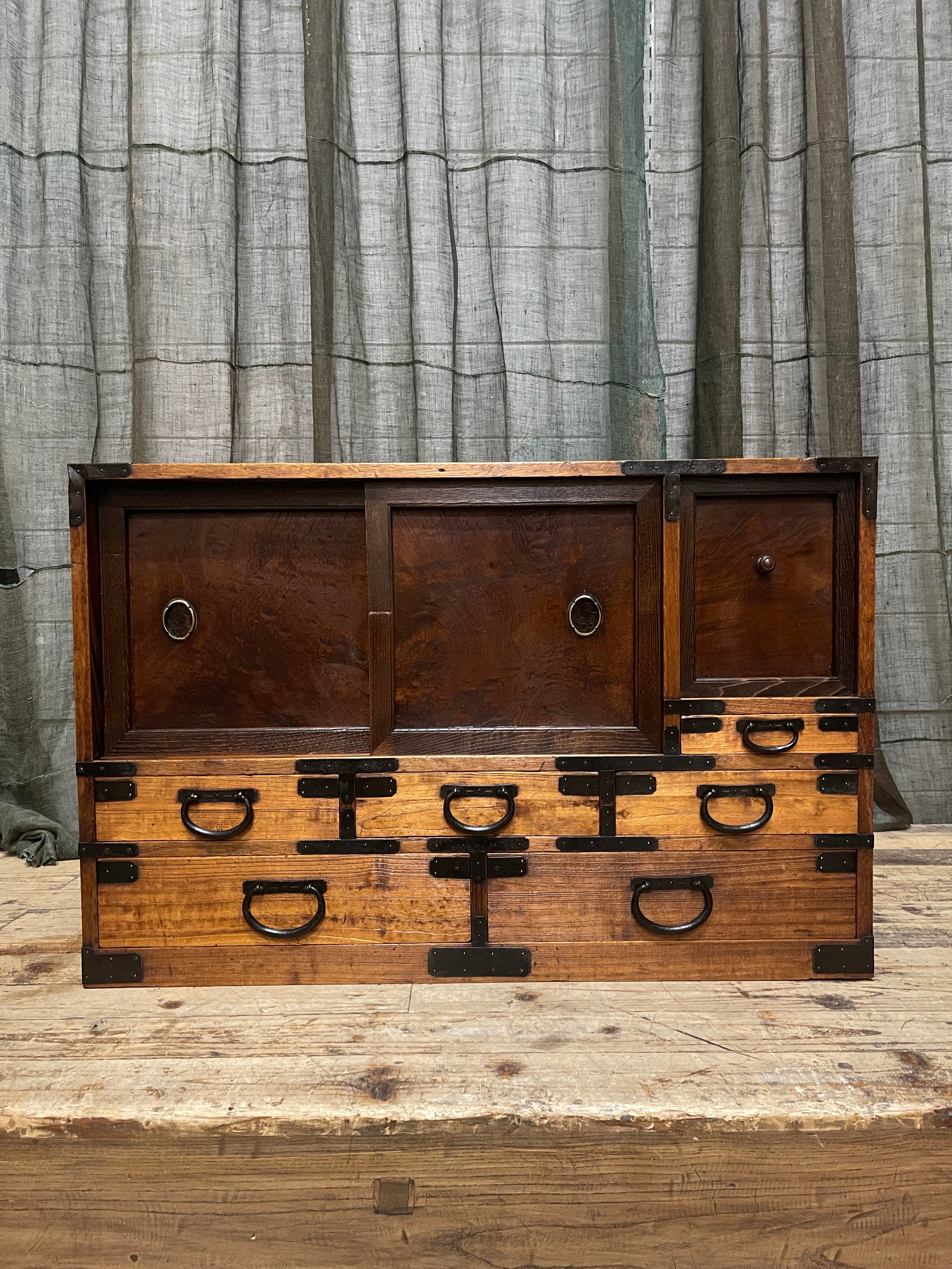 Antique Japanese Low Cabinet from Kyoto - Paulownia & Elm | Meiji