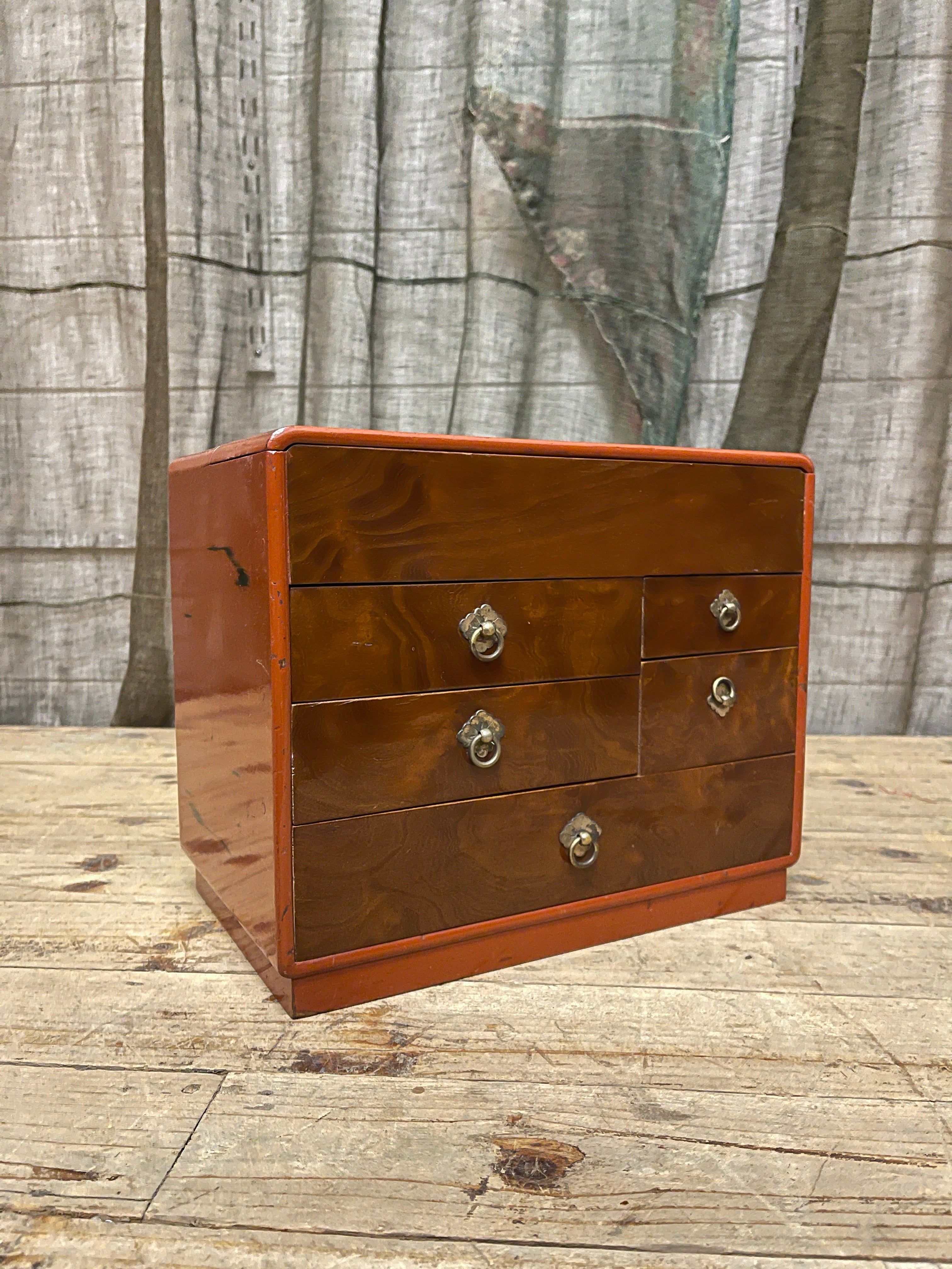 Vintage Japanese Lacquered Sewing Box, Hari Bako | 1930's