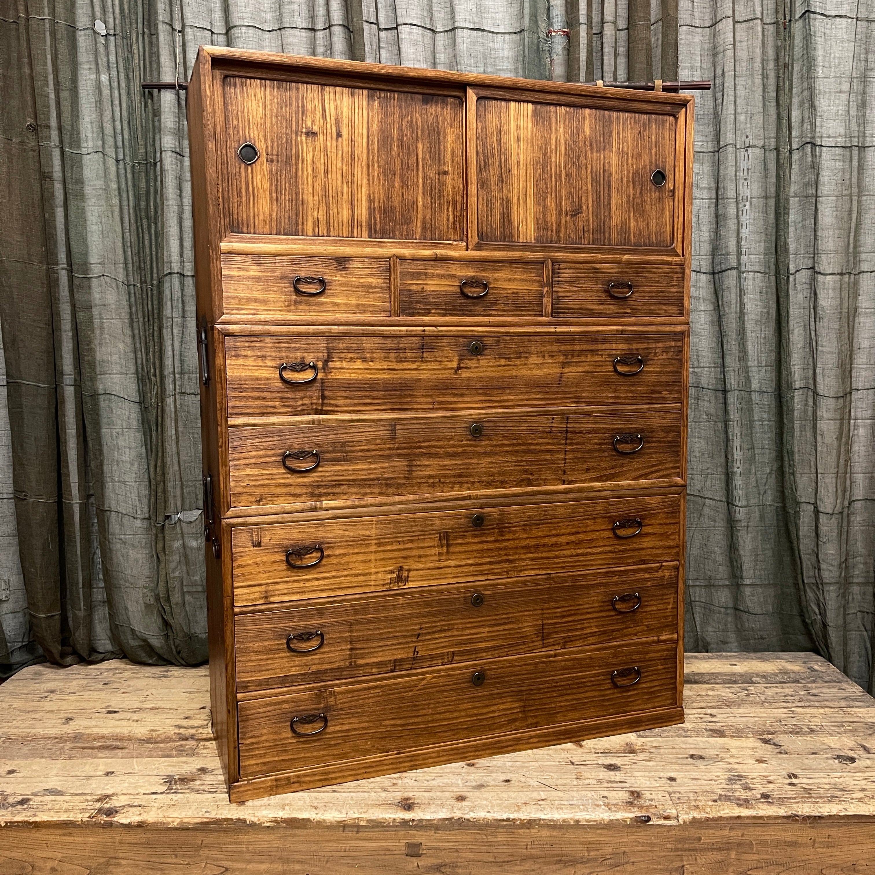 Japanese Three-Piece Kimono Chest of Drawers - Paulownia & Cypress| 1930's