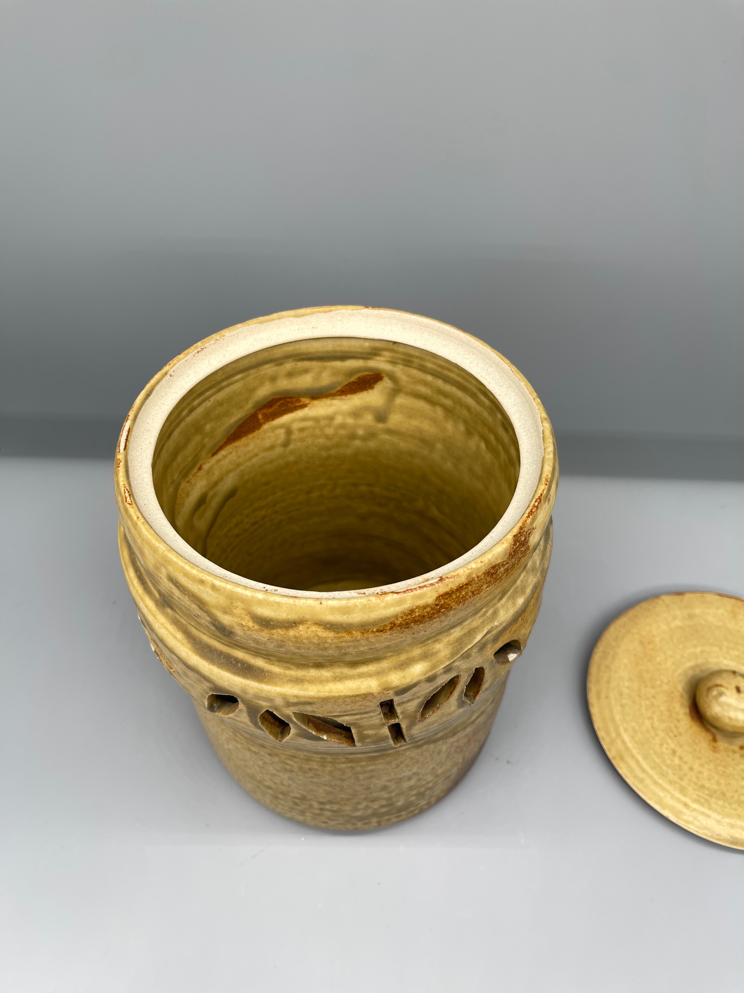 Vintage Japanese Shigaraki Ware, Lidded Jar - Mizusashi