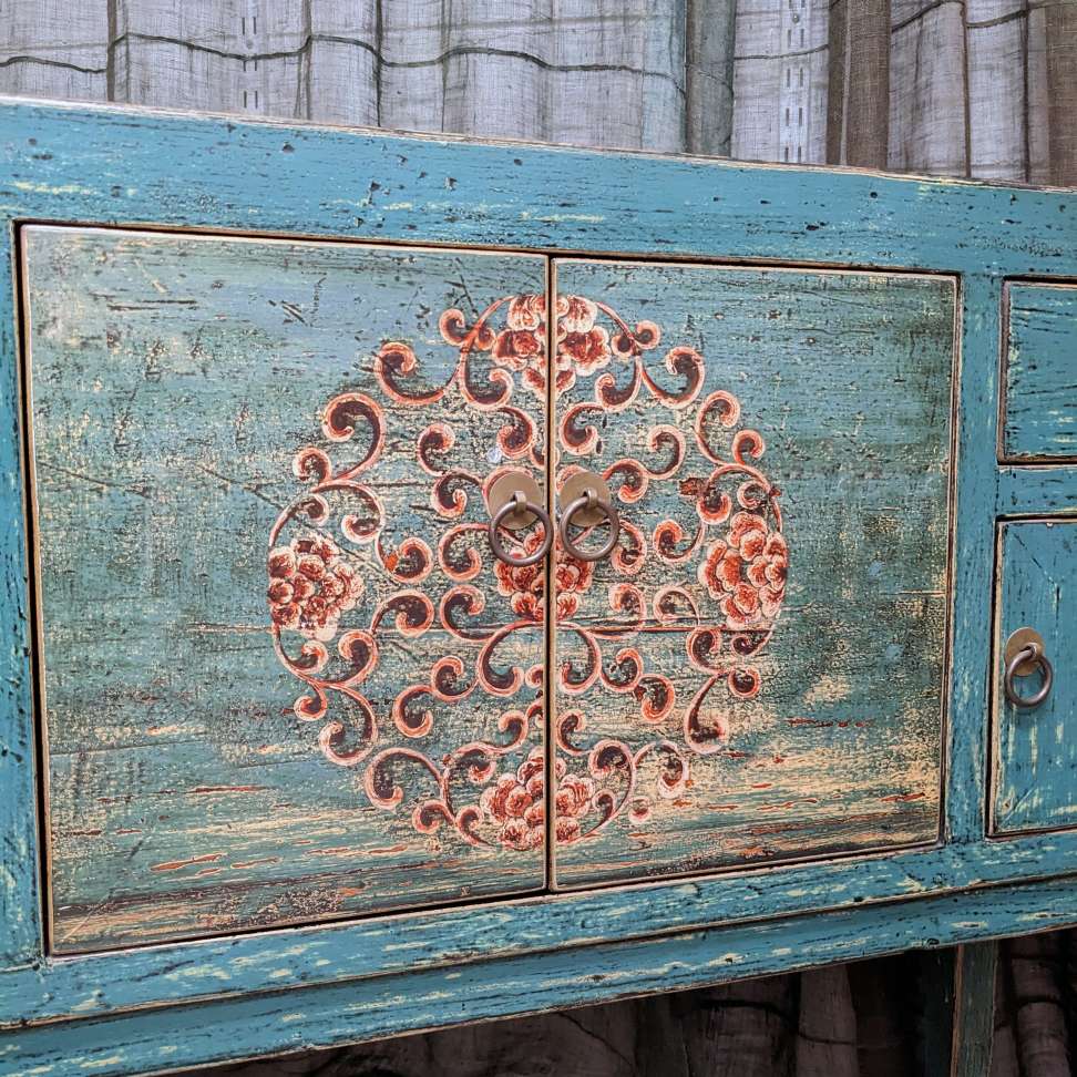 Chinese Blue Lacquered Hall Table