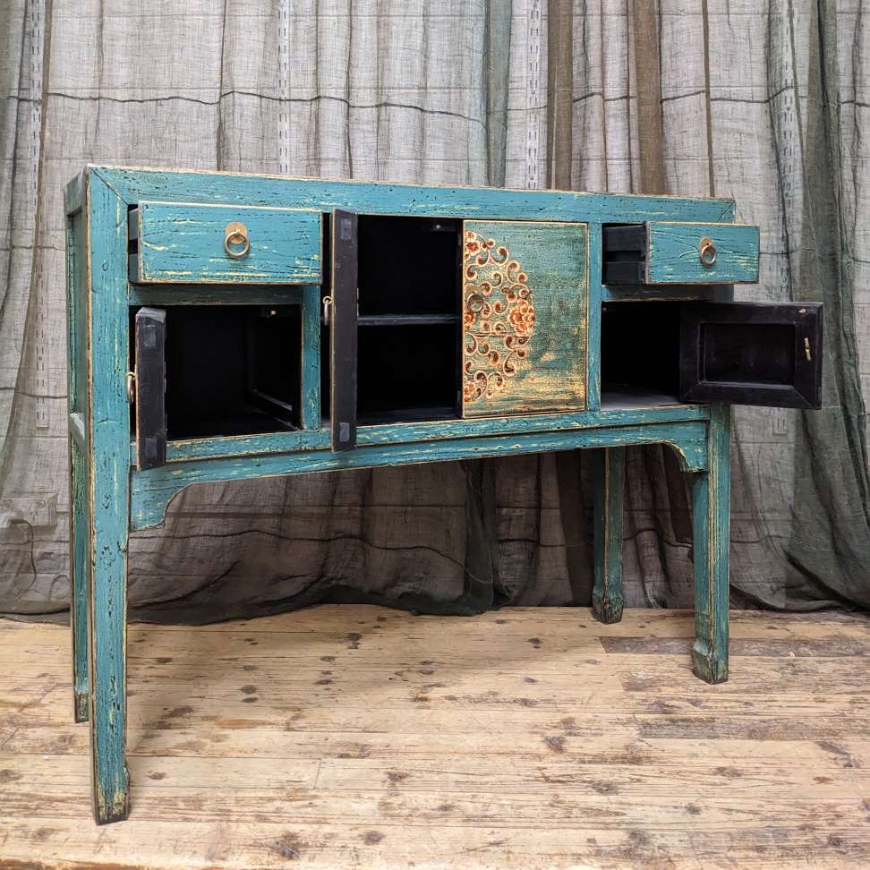 Chinese Blue Lacquered Hall Table