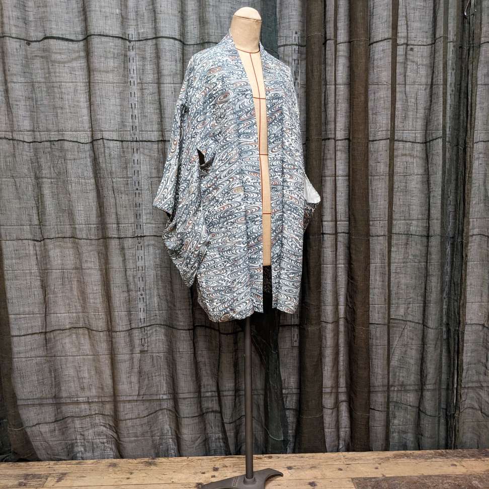 Japanese Haori-Kimono Jacket - Soft drape Marbled design
