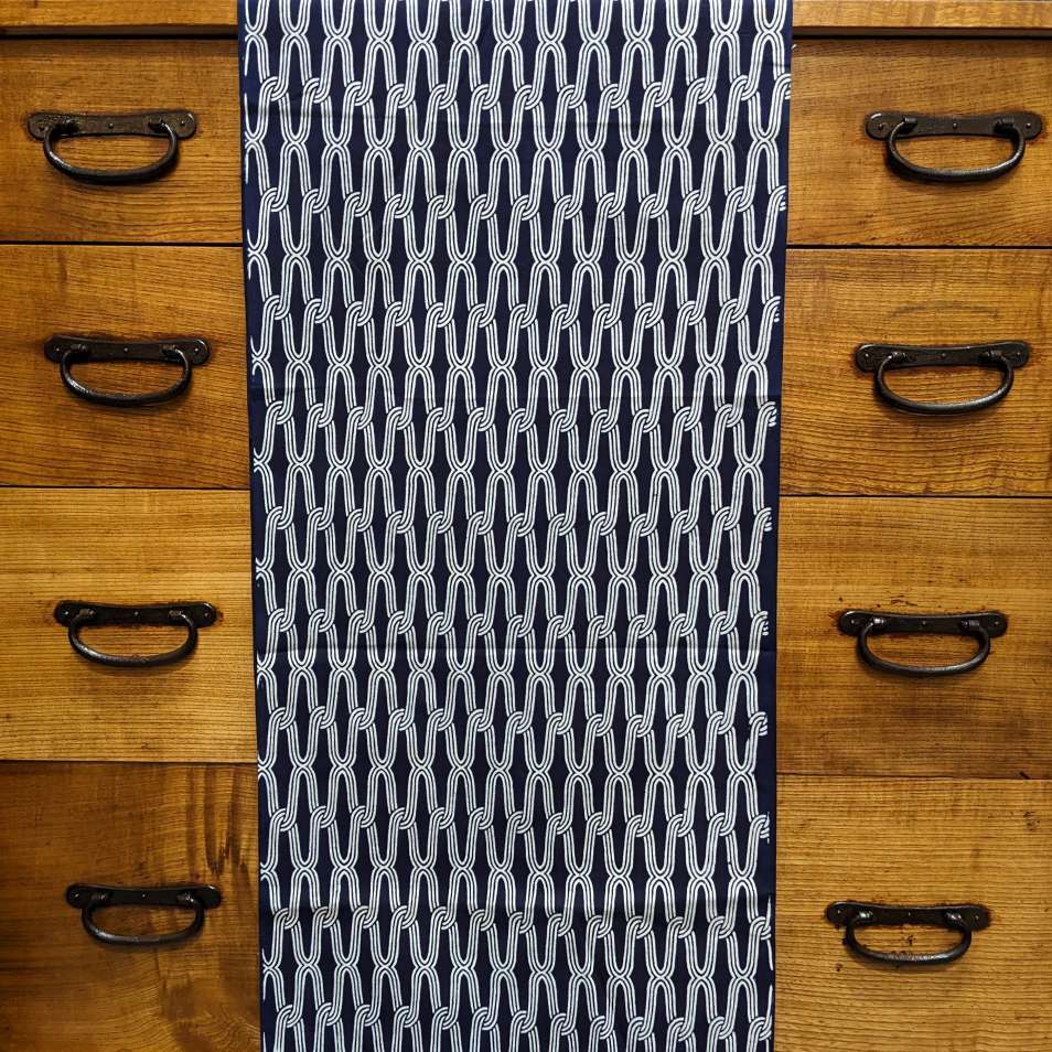 Japanese Yukata Cotton Fabric, Indigo Rope Pattern