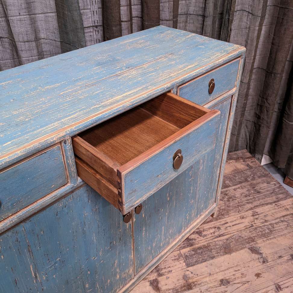 Chinese Blue Painted Cabinet, Recycled Timber