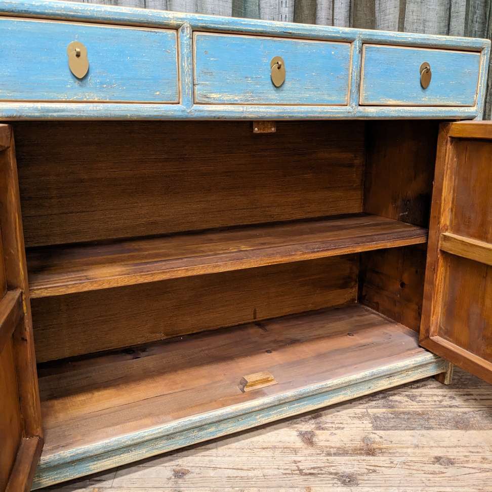 Chinese Blue Painted Cabinet, Recycled Timber