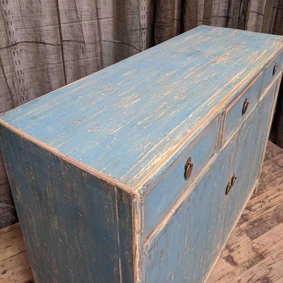 Chinese Blue Painted Cabinet, Recycled Timber