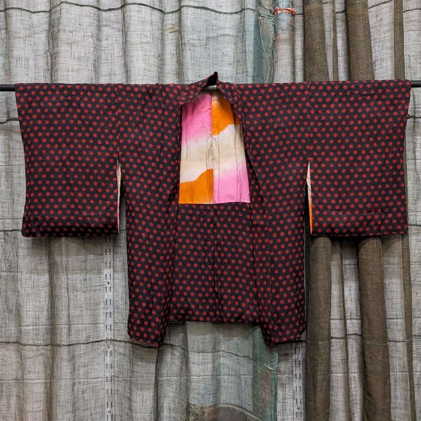 Japanese Haori-Kimono Jacket - Soft drape flower dot design