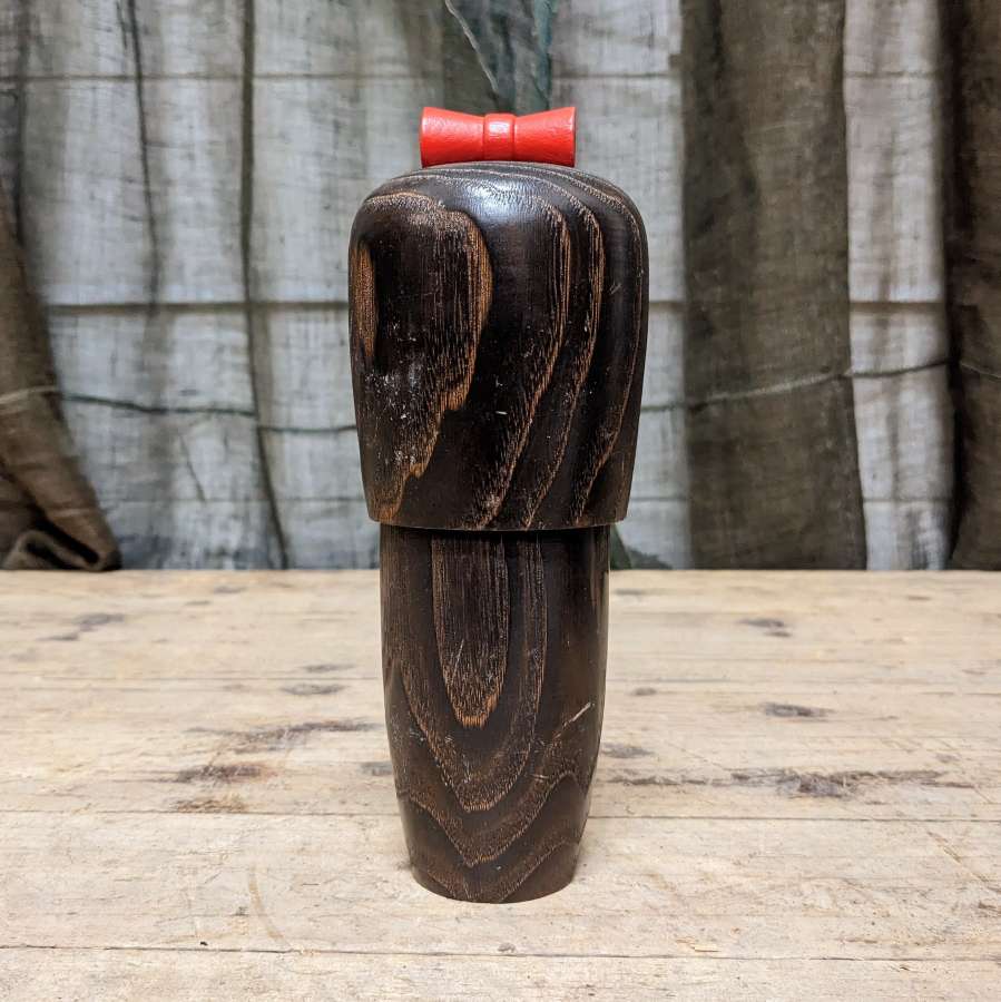 Vintage Japanese Kokeshi Doll with Plum Blossom Design Kimono