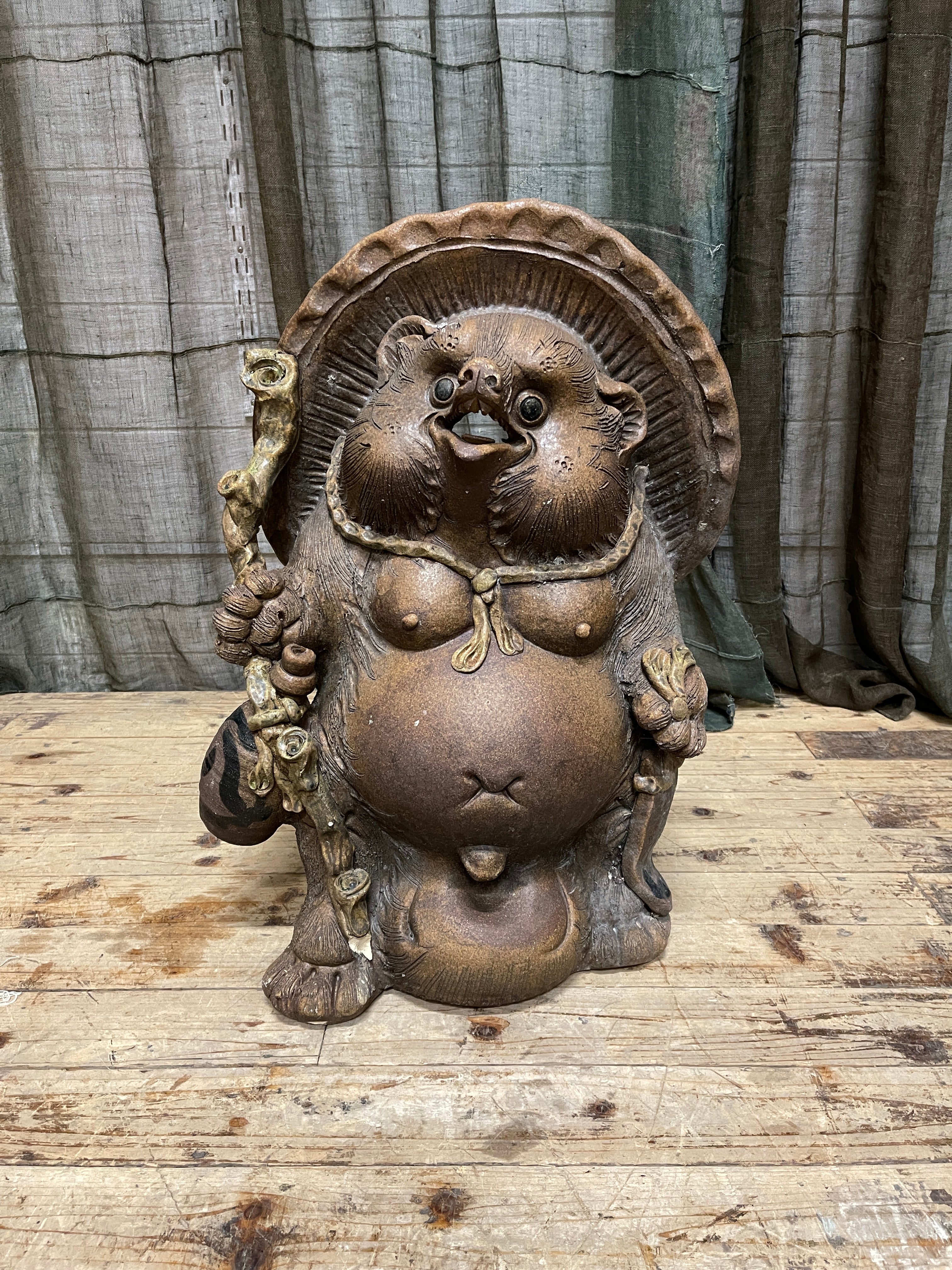 Vintage Tanuki Statue, Hand-Crafted