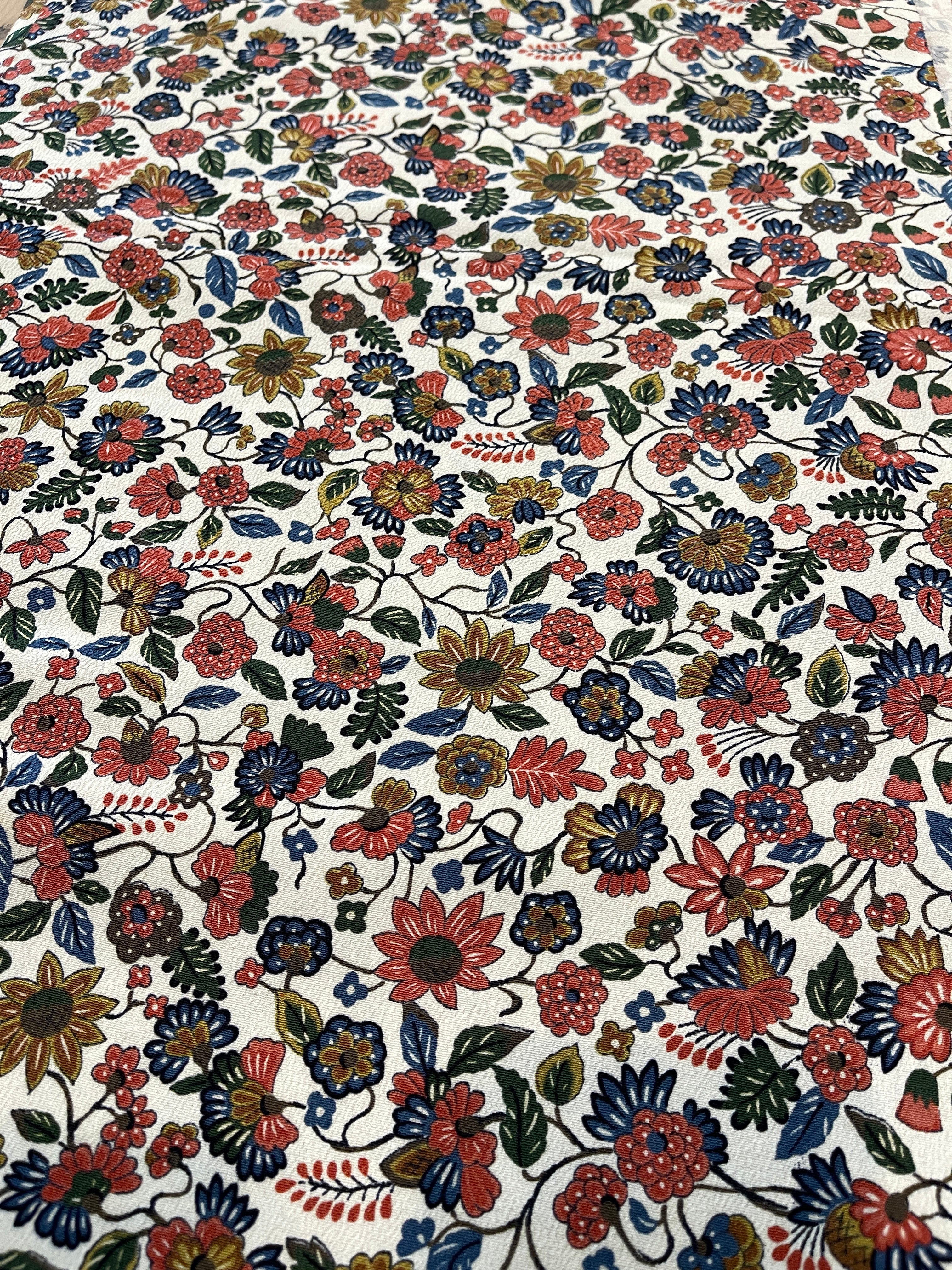 Japanese Silk Fabric, Flower & Berries Pattern