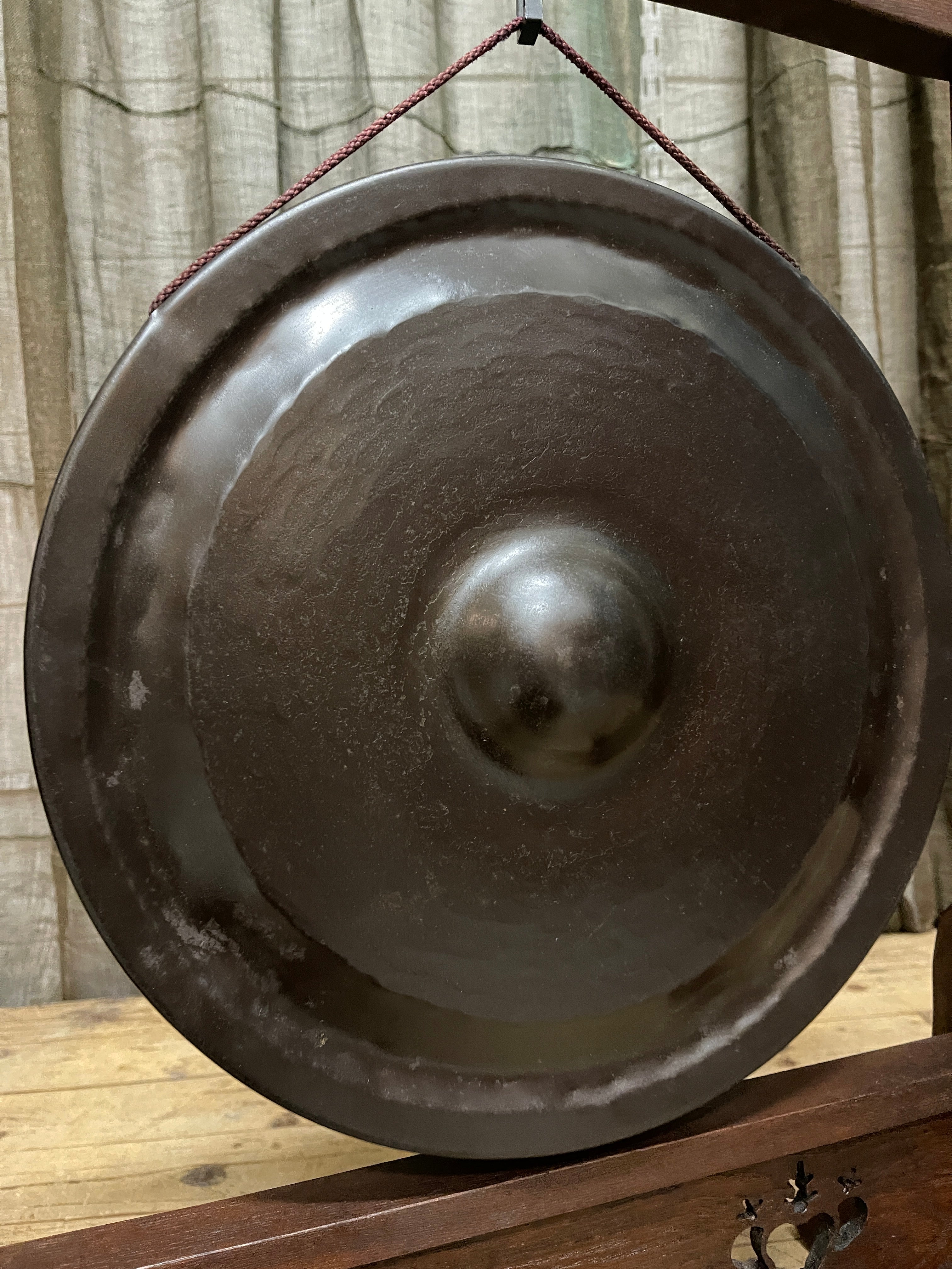 Vintage Japanese Temple Gong With Stand